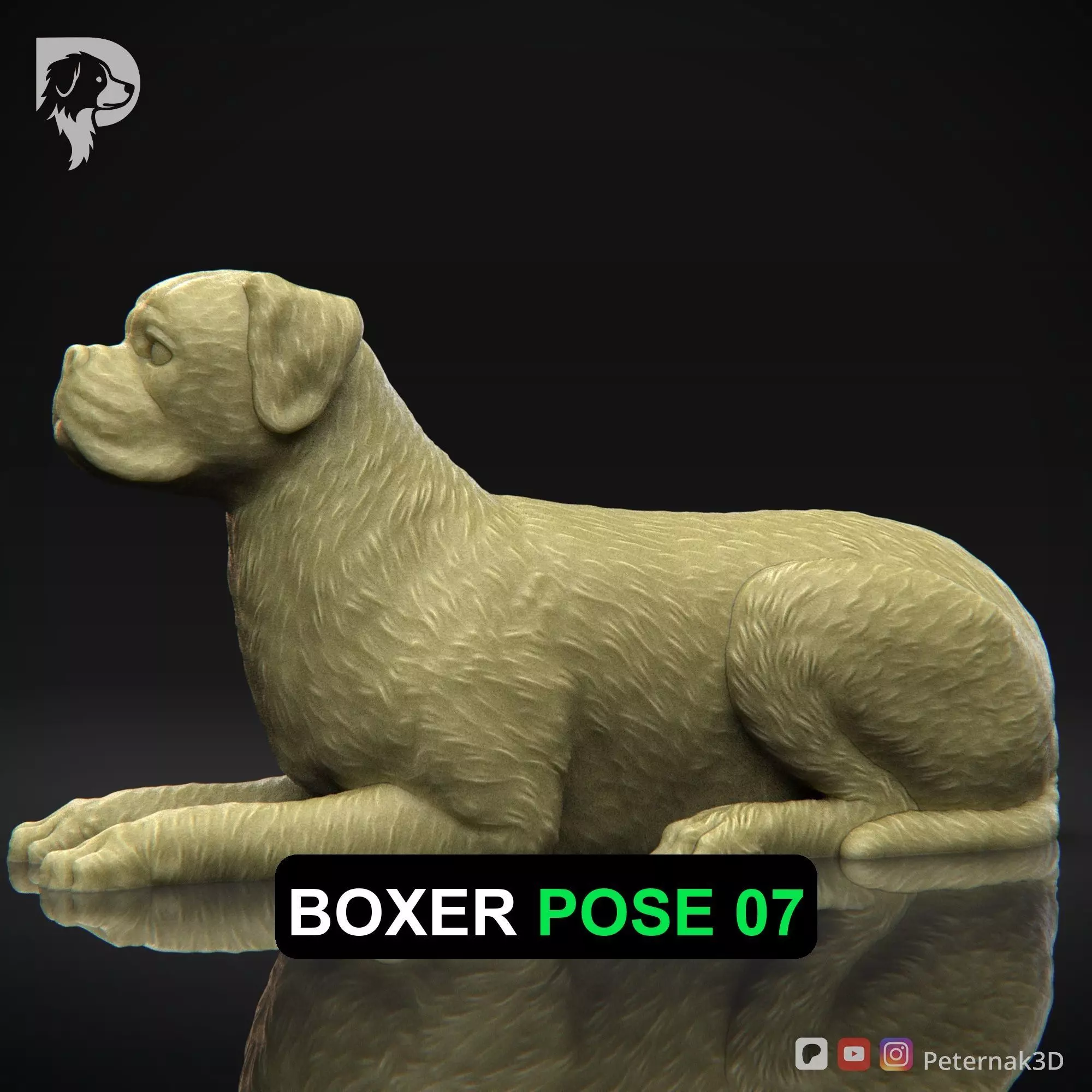 Dog 3D Print Model Boxer Dog Pose 07 Ready STL 3D print model