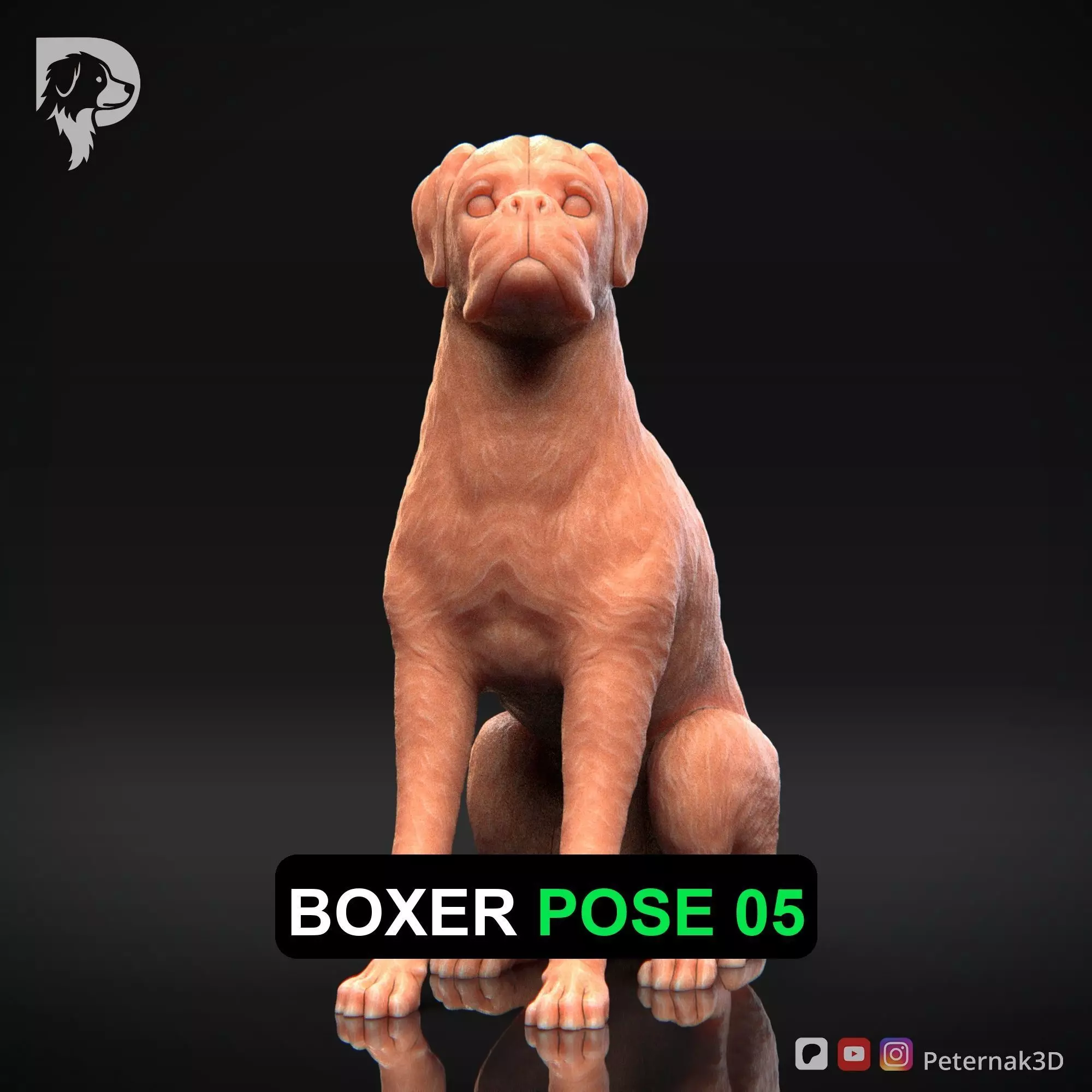 Dog 3D Print Model Boxer Dog Pose 05 Ready STL 3D print model_0