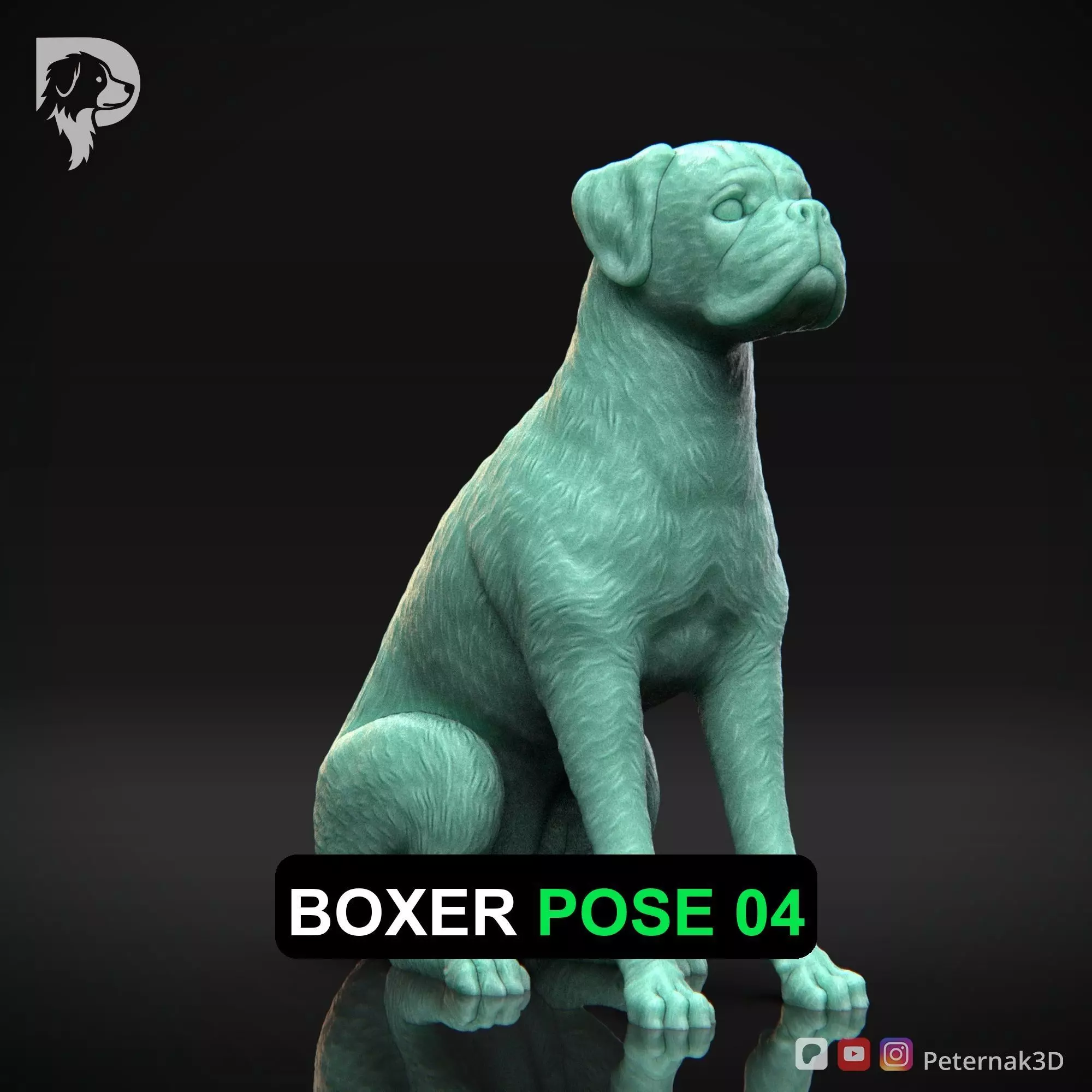 Dog 3D Print Model Boxer Dog Pose 04 Ready STL 3D print model
