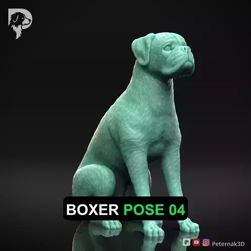 Dog 3D Print Model Boxer Dog Pose 04 Ready STL