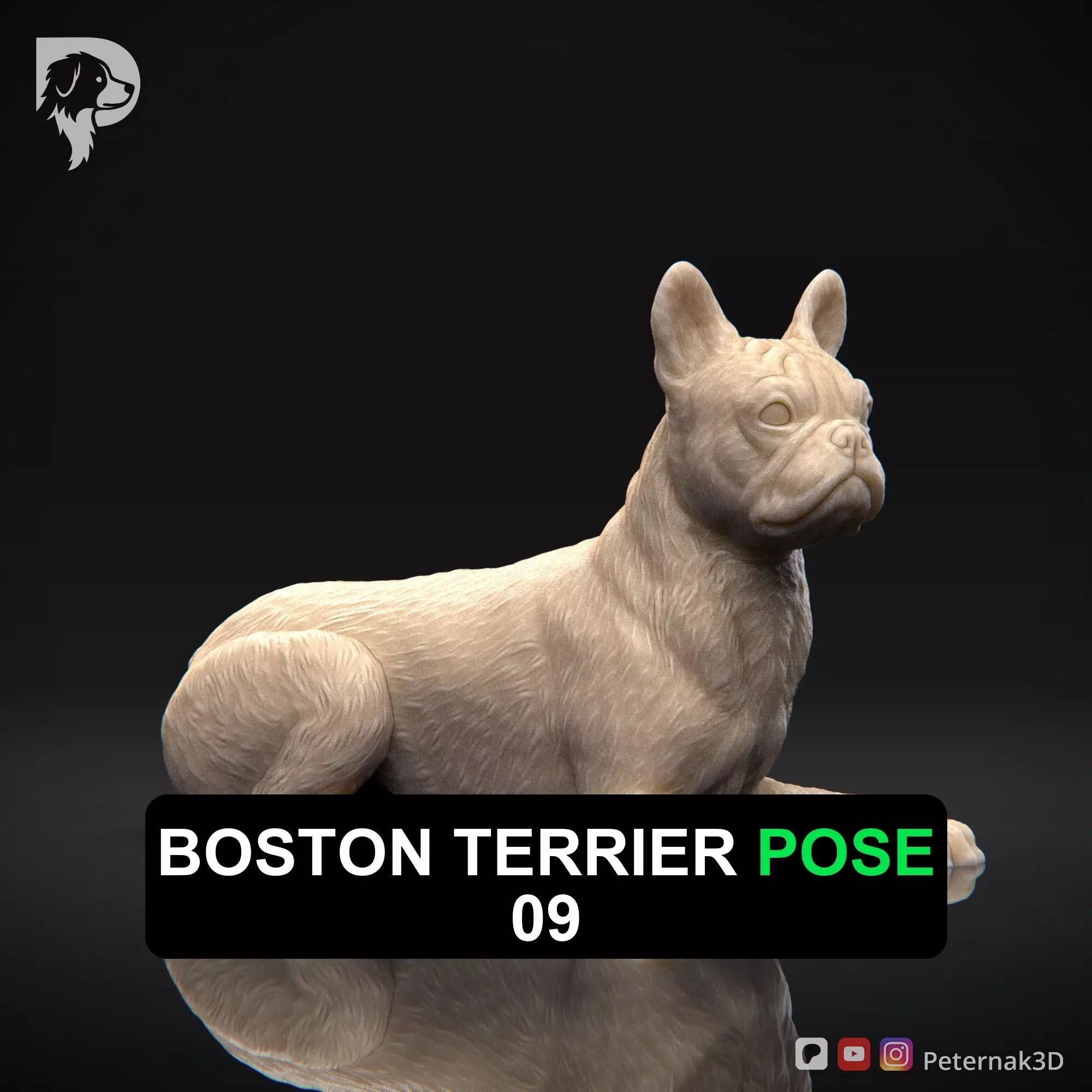 Dog 3D Print Model Boston Terrier Dog Pose 09 Ready STL 3D print model