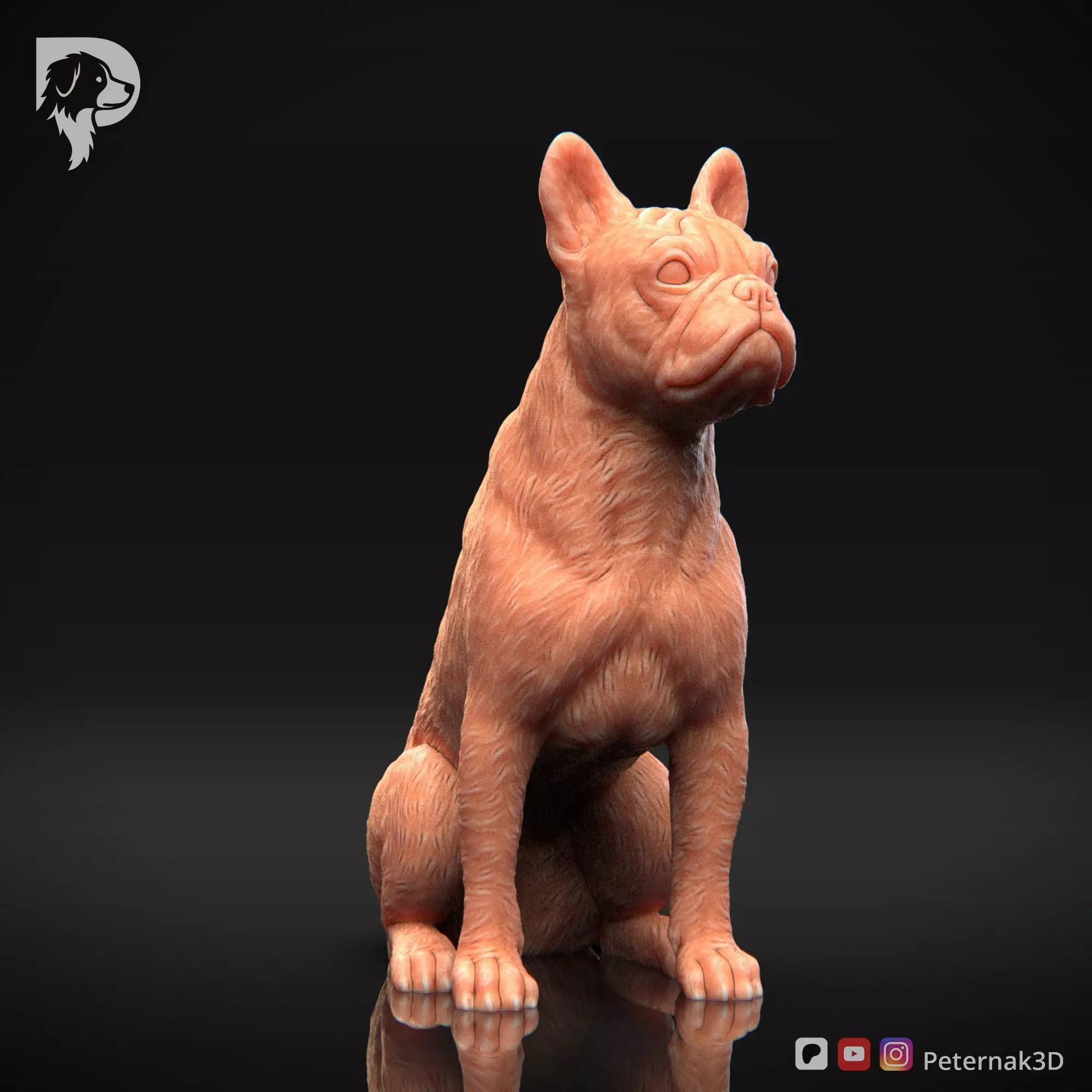 Dog 3D Print Model Boston Terrier Dog Pose 05 Ready STL 3D print model_3