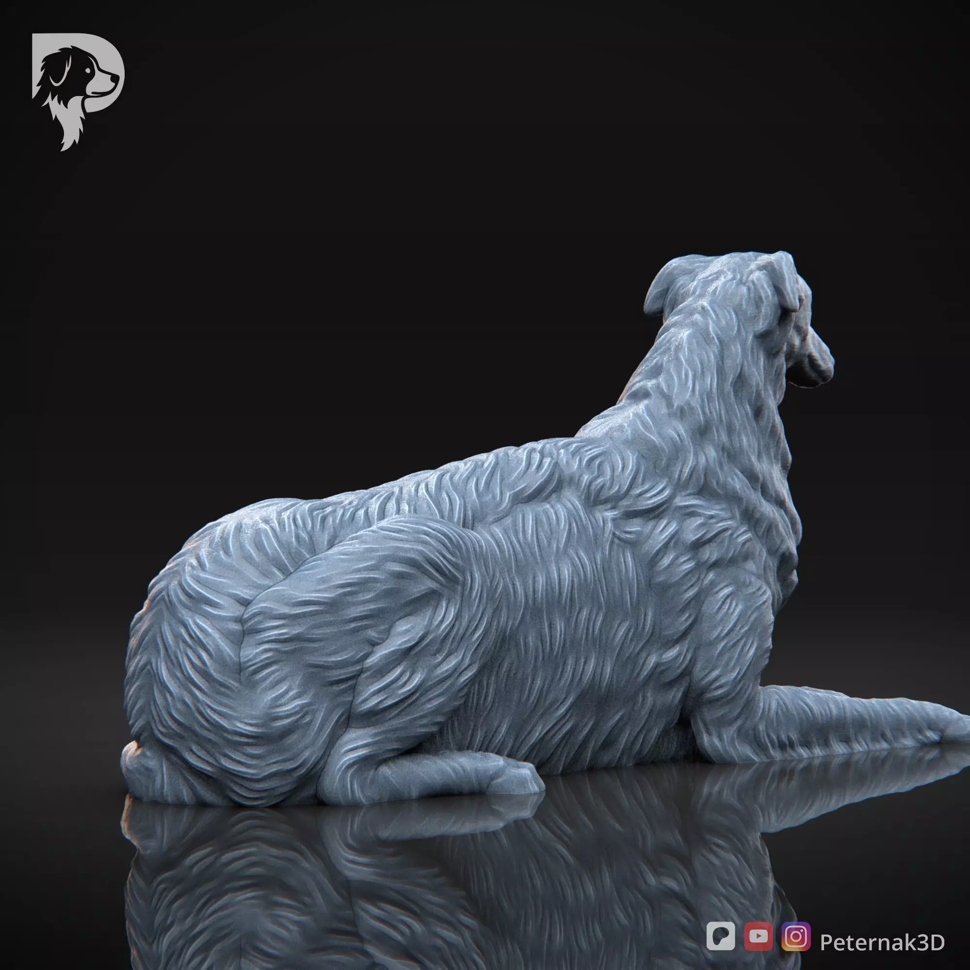 Dog 3D Print Model Borzoi Dog Pose 08 Ready STL 3D print model_6
