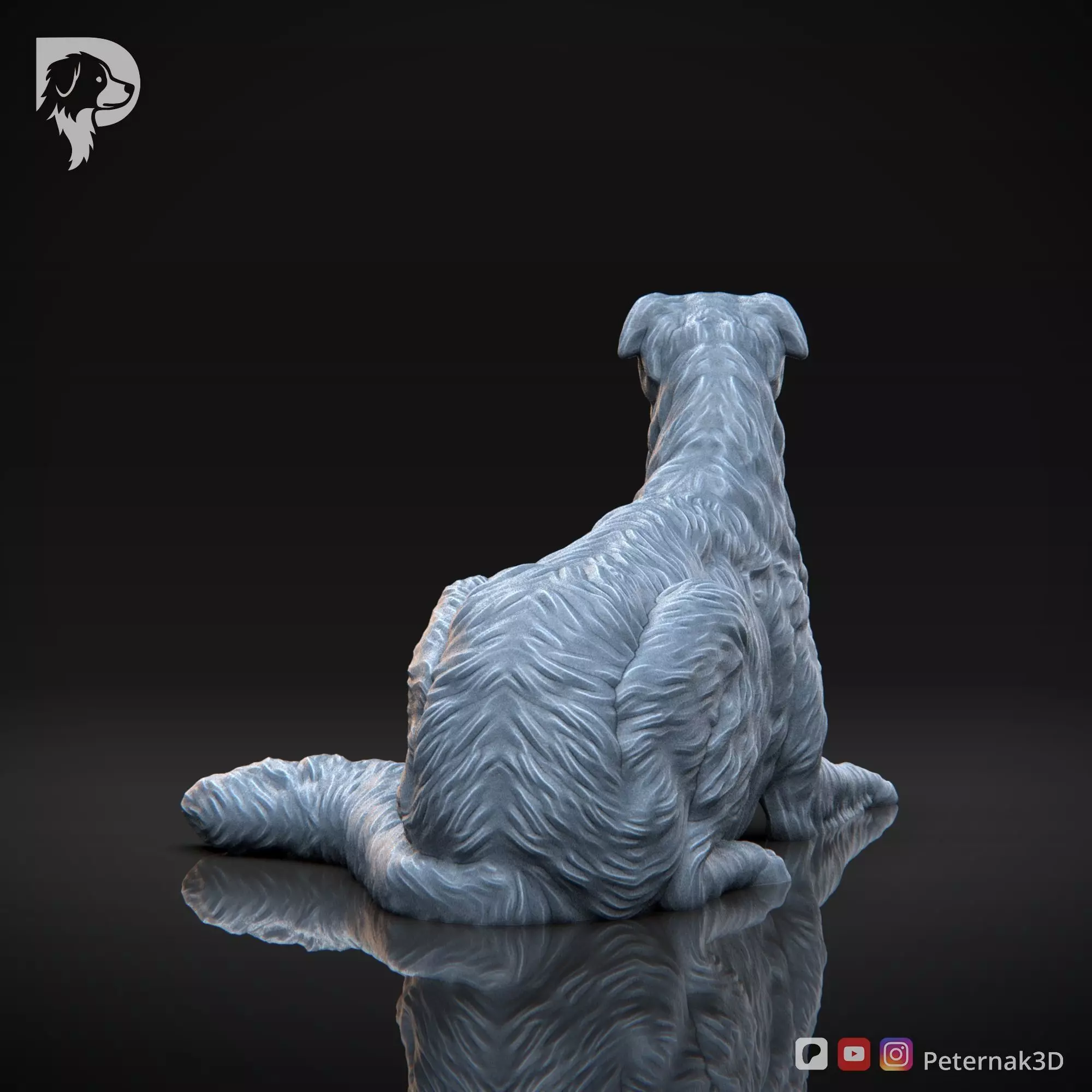 Dog 3D Print Model Borzoi Dog Pose 08 Ready STL 3D print model_7