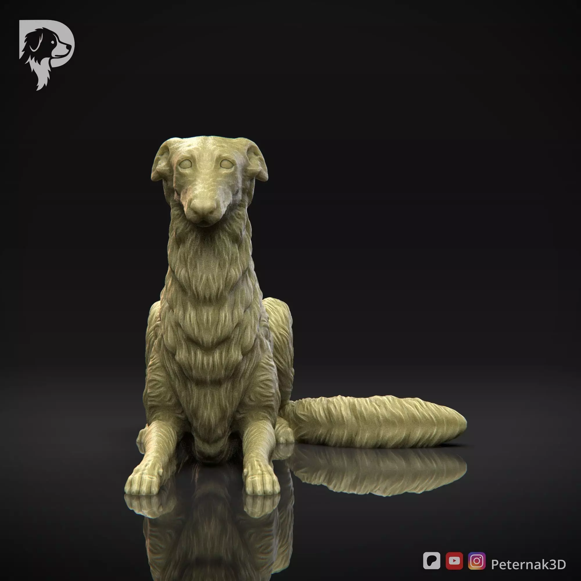 Dog 3D Print Model Borzoi Dog Pose 07 Ready STL 3D print model_2