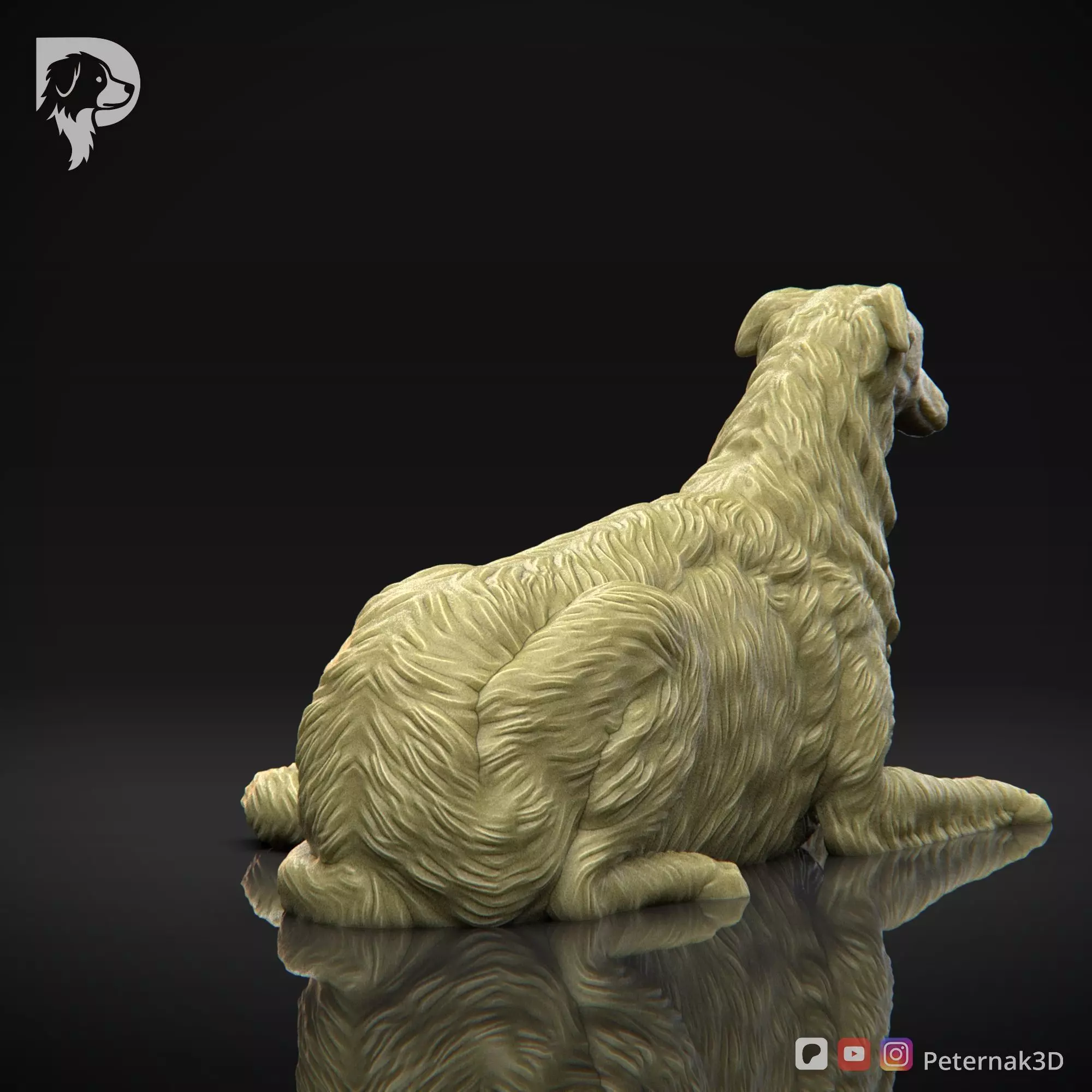 Dog 3D Print Model Borzoi Dog Pose 07 Ready STL 3D print model_6