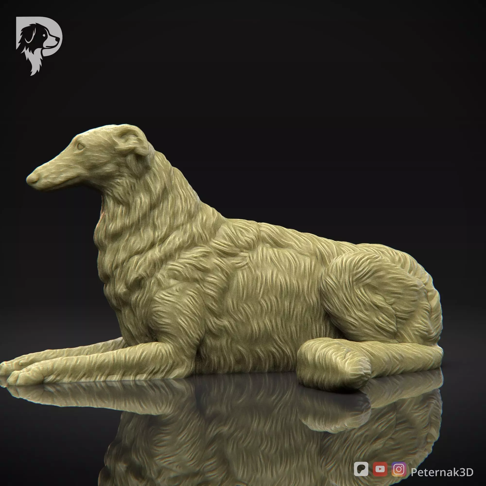 Dog 3D Print Model Borzoi Dog Pose 07 Ready STL 3D print model_10