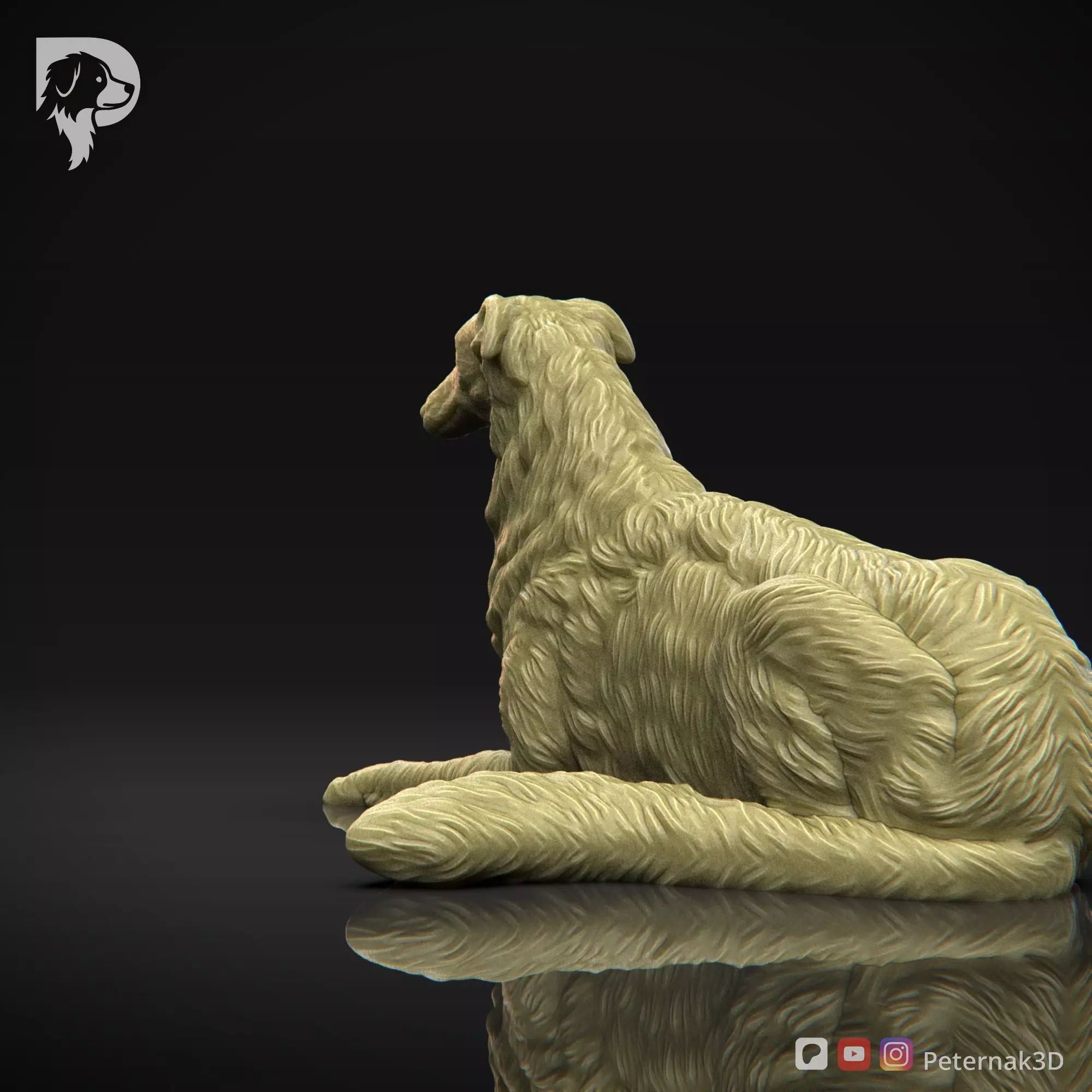 Dog 3D Print Model Borzoi Dog Pose 07 Ready STL 3D print model_8