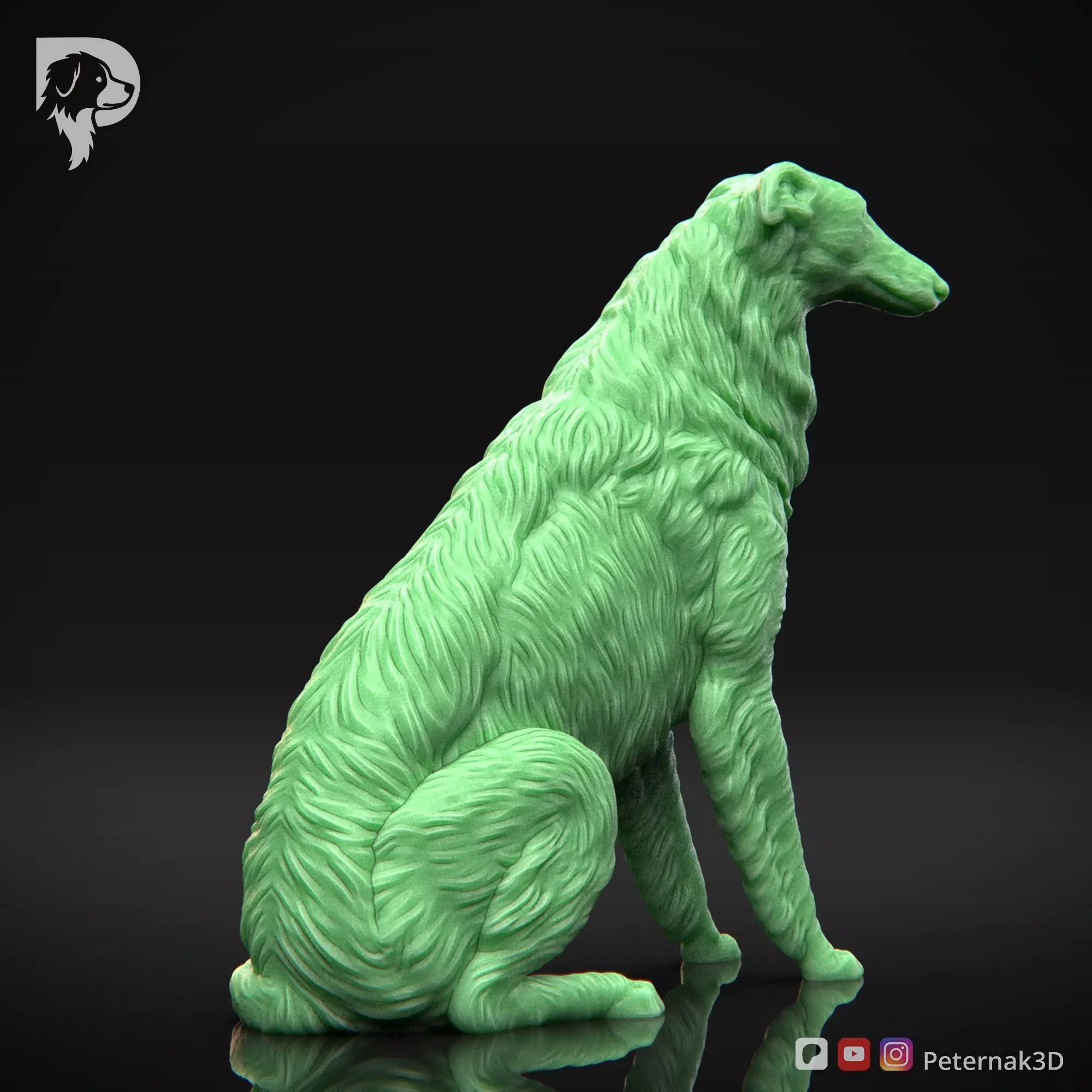 Dog 3D Print Model Borzoi Dog Pose 06 Ready STL 3D print model_5