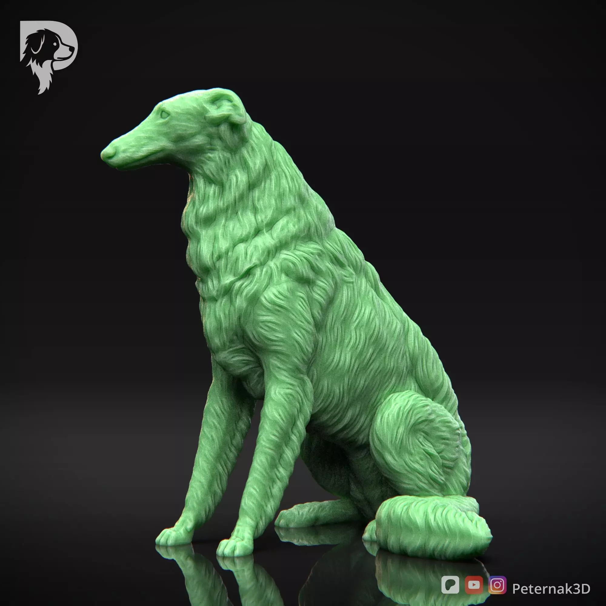 Dog 3D Print Model Borzoi Dog Pose 06 Ready STL 3D print model_10