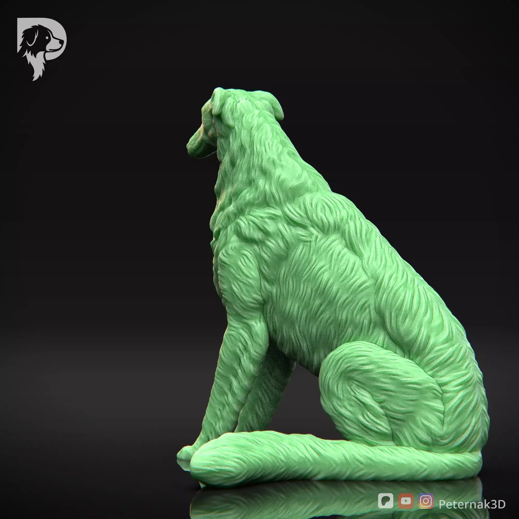 Dog 3D Print Model Borzoi Dog Pose 06 Ready STL 3D print model_8