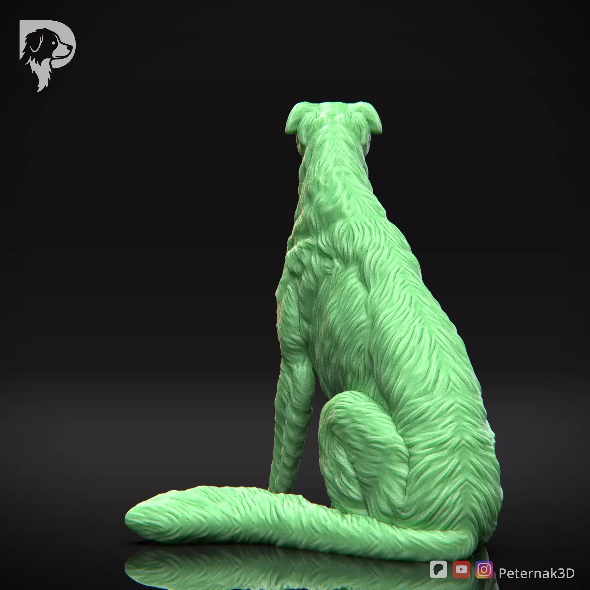 Dog 3D Print Model Borzoi Dog Pose 06 Ready STL 3D print model_7