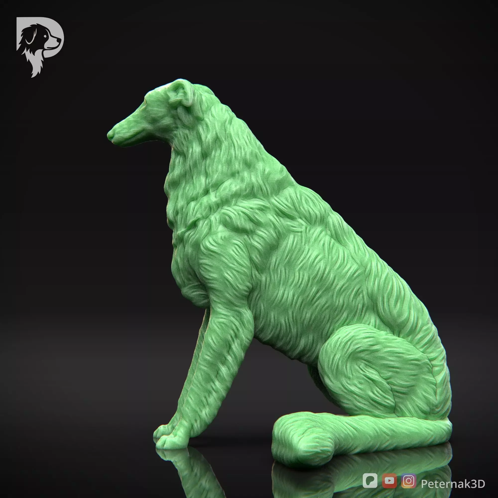 Dog 3D Print Model Borzoi Dog Pose 06 Ready STL 3D print model_9