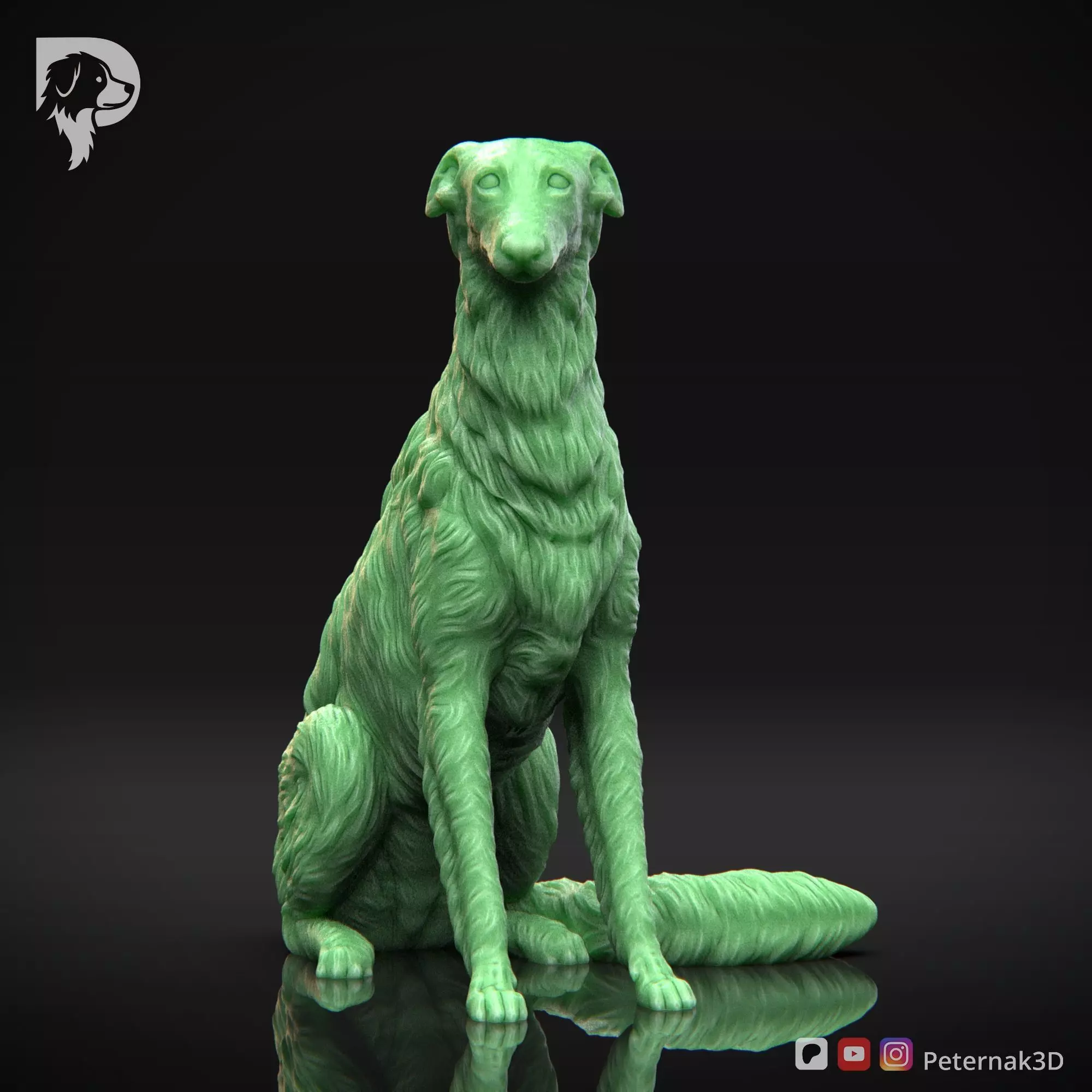 Dog 3D Print Model Borzoi Dog Pose 06 Ready STL 3D print model_2