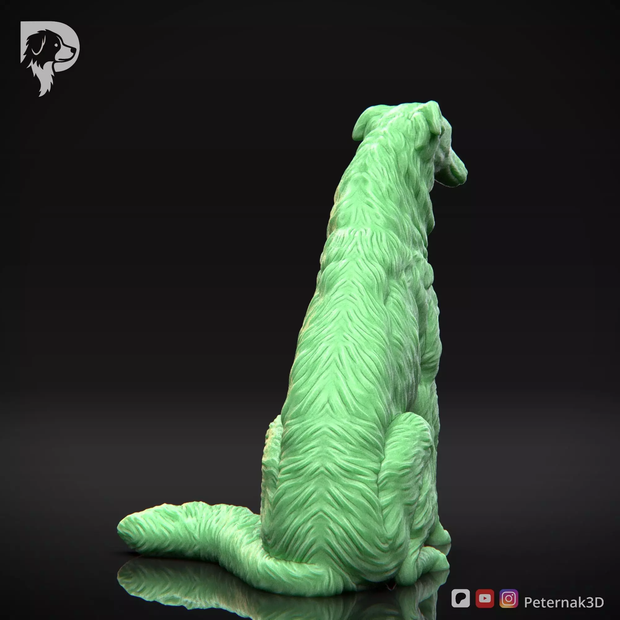 Dog 3D Print Model Borzoi Dog Pose 06 Ready STL 3D print model_6