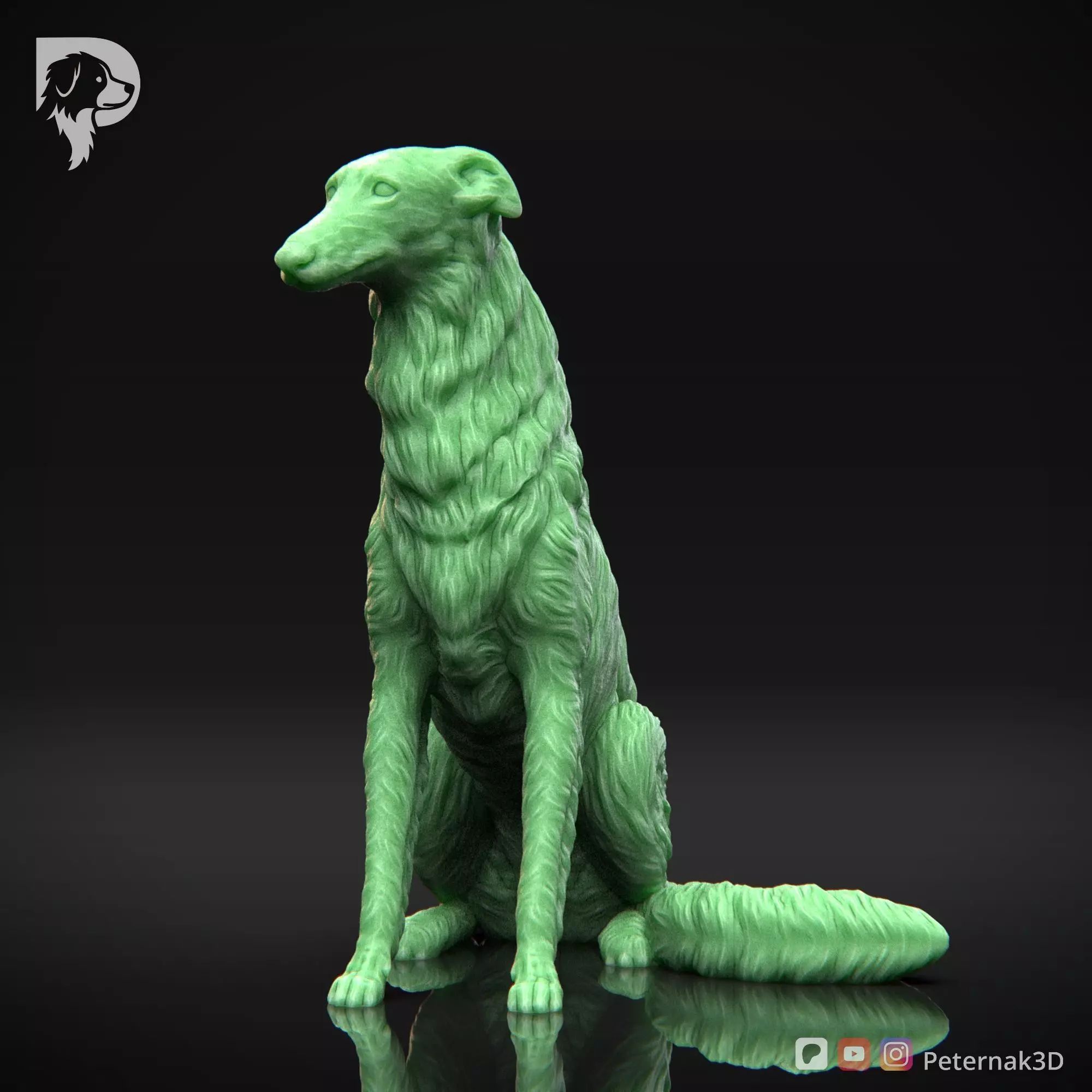 Dog 3D Print Model Borzoi Dog Pose 06 Ready STL 3D print model_11
