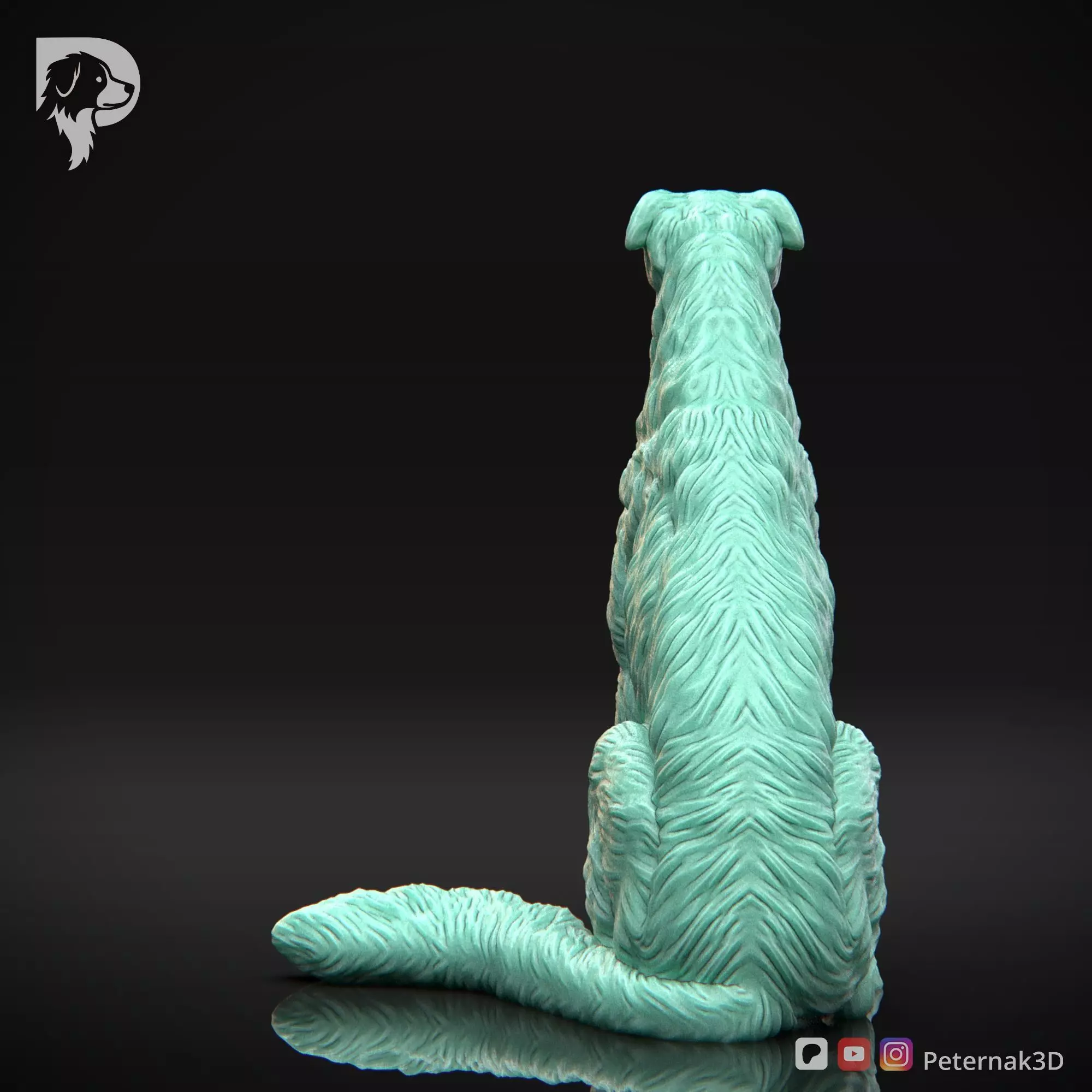 Dog 3D Print Model Borzoi Dog Pose 04 Ready STL 3D print model_7