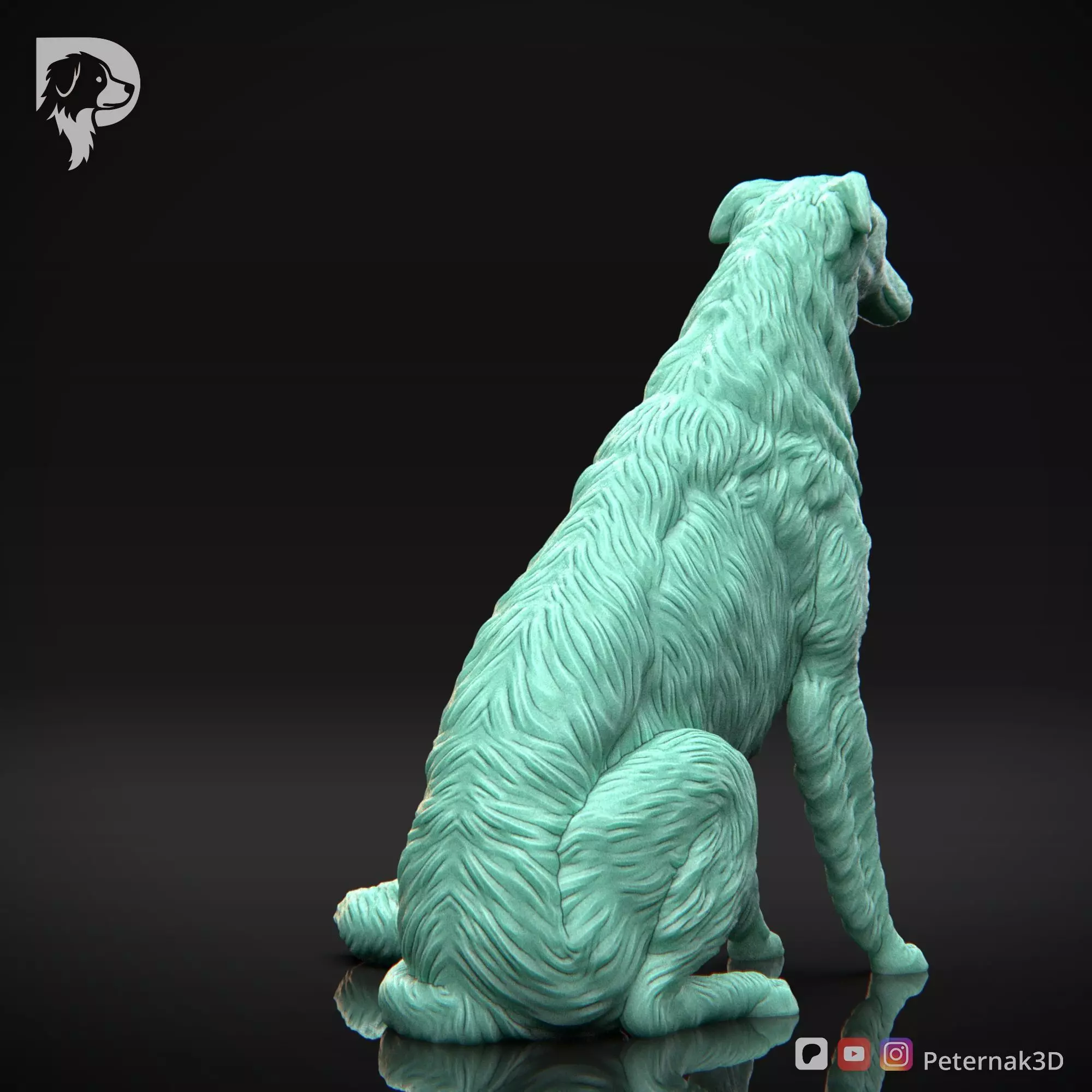 Dog 3D Print Model Borzoi Dog Pose 04 Ready STL 3D print model_6