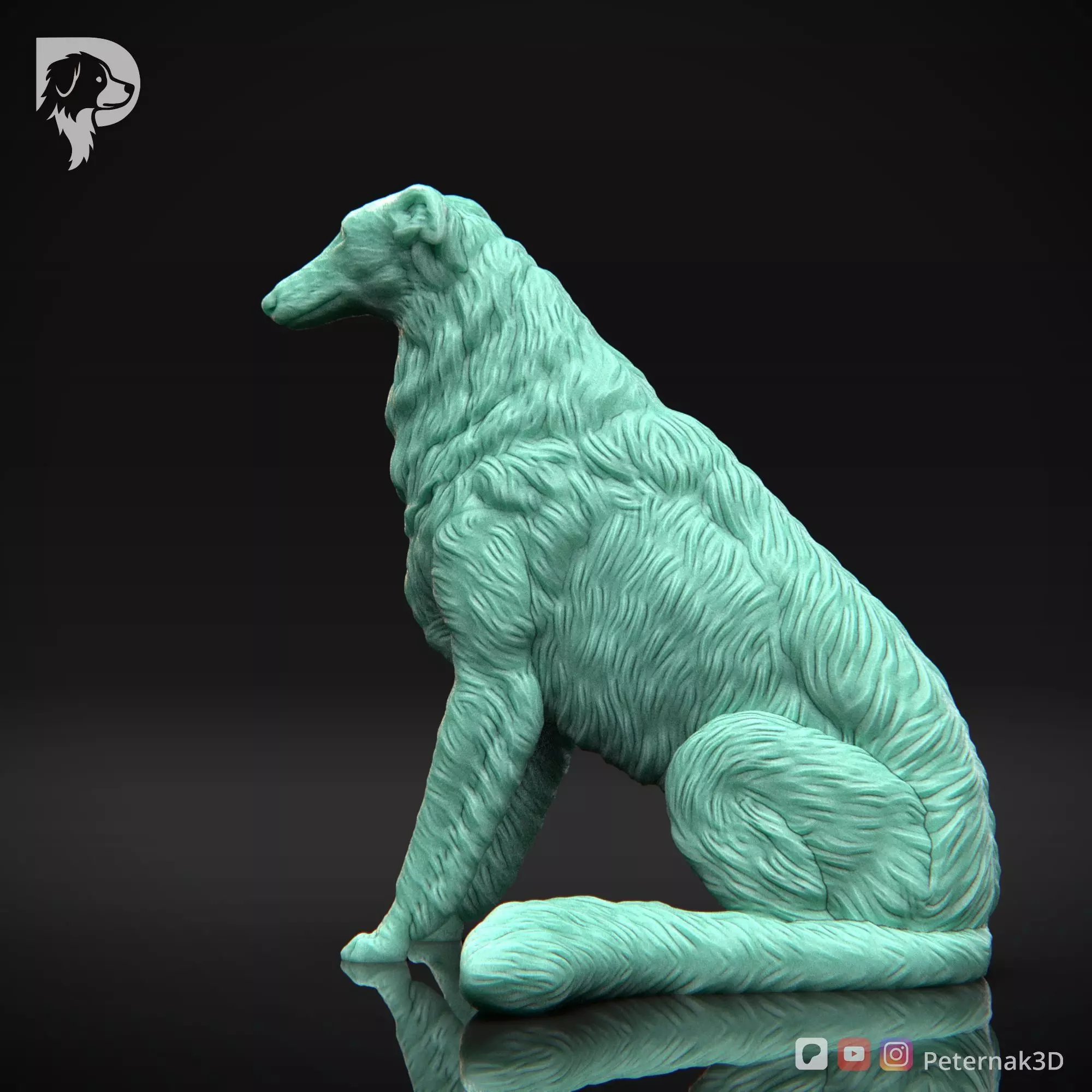 Dog 3D Print Model Borzoi Dog Pose 04 Ready STL 3D print model_9