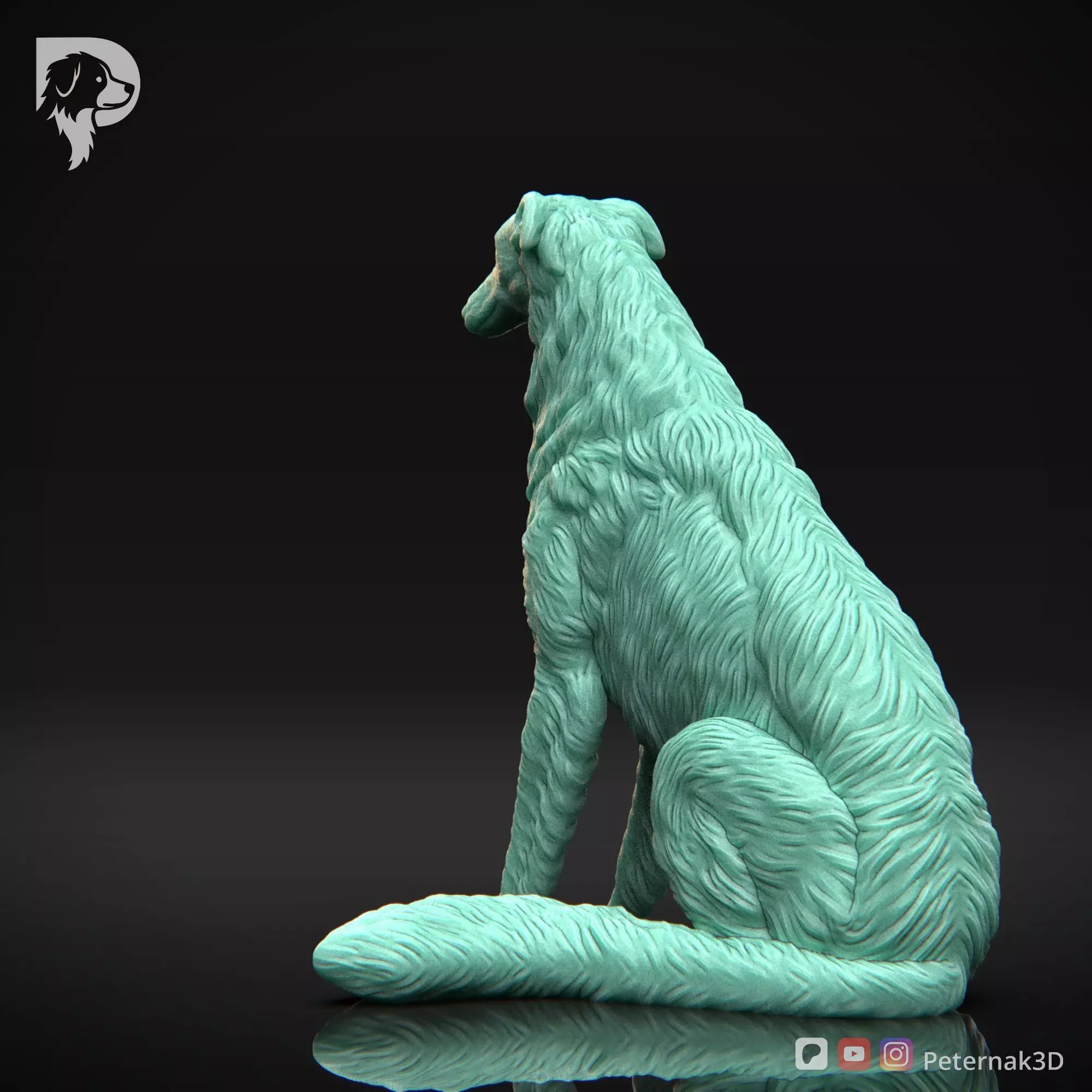 Dog 3D Print Model Borzoi Dog Pose 04 Ready STL 3D print model_8