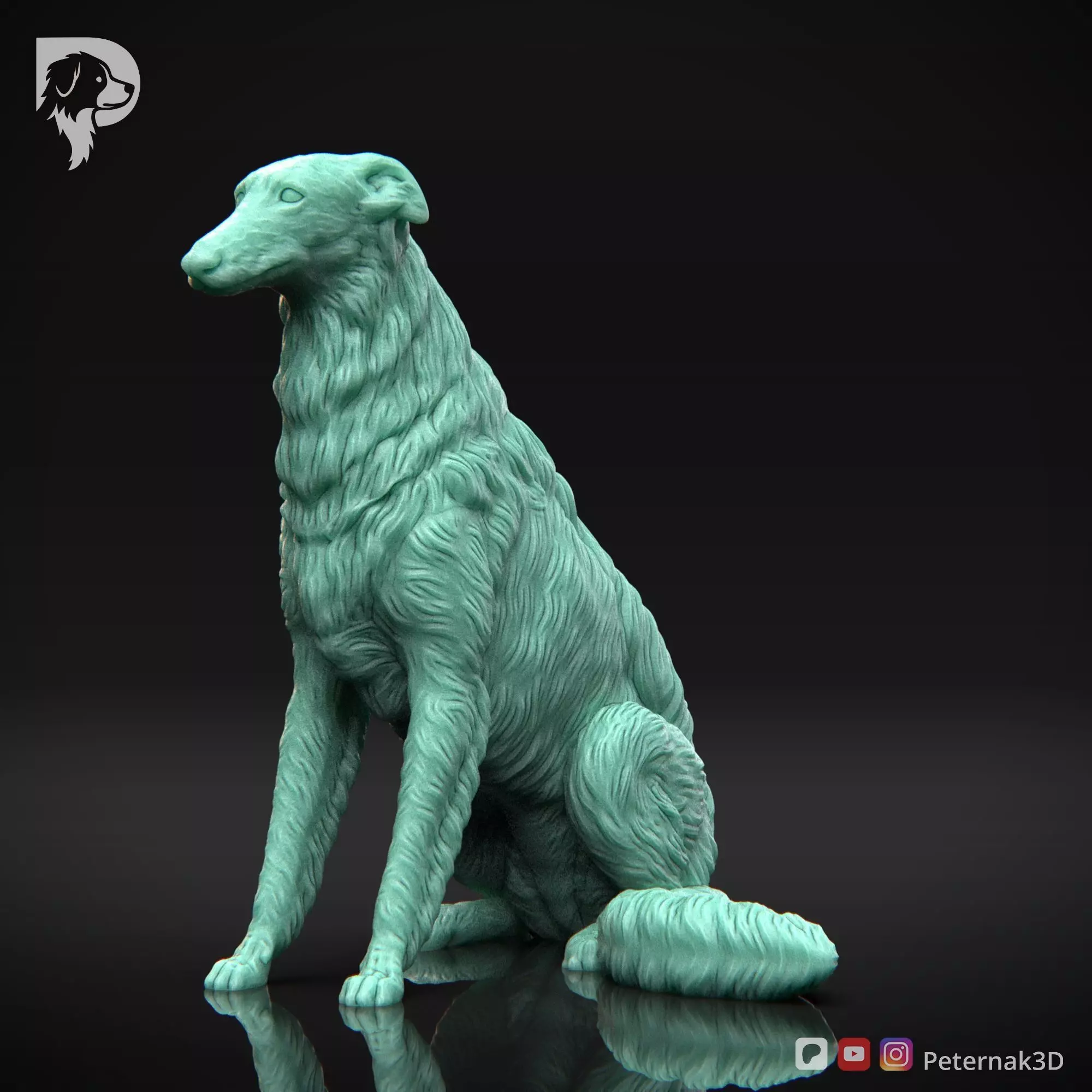 Dog 3D Print Model Borzoi Dog Pose 04 Ready STL 3D print model_11