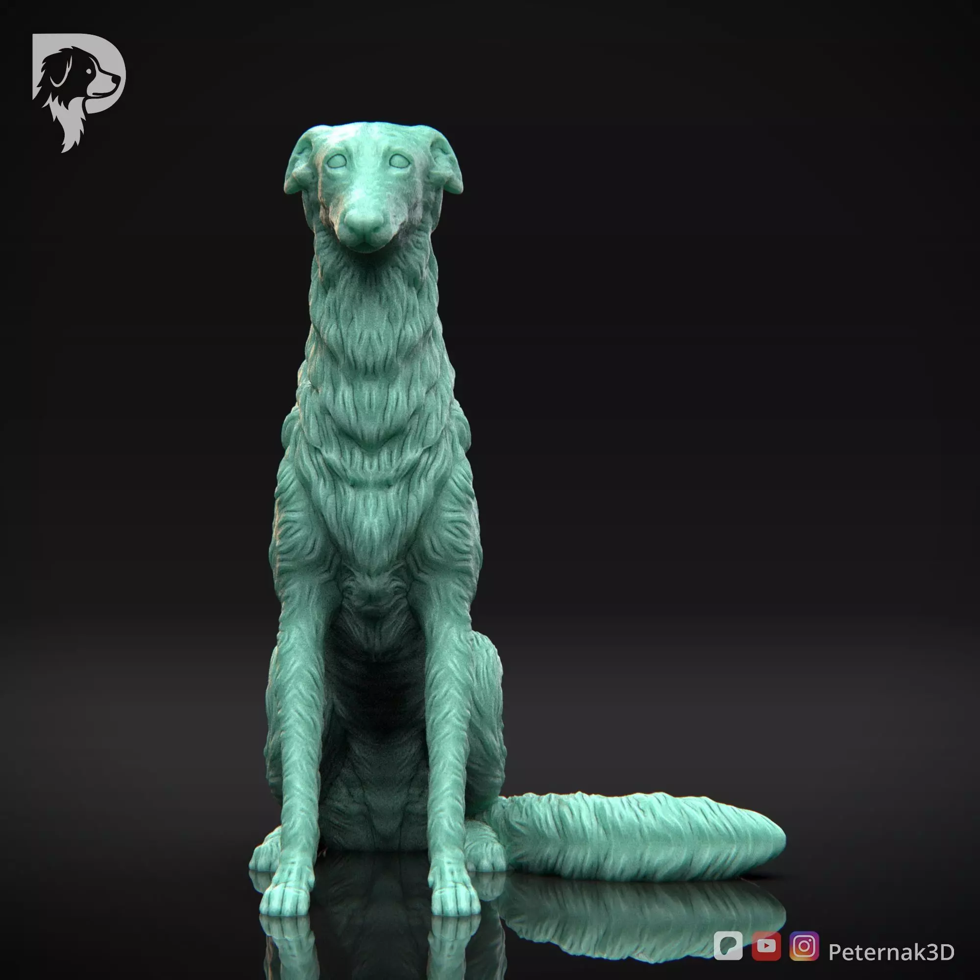 Dog 3D Print Model Borzoi Dog Pose 04 Ready STL 3D print model_2