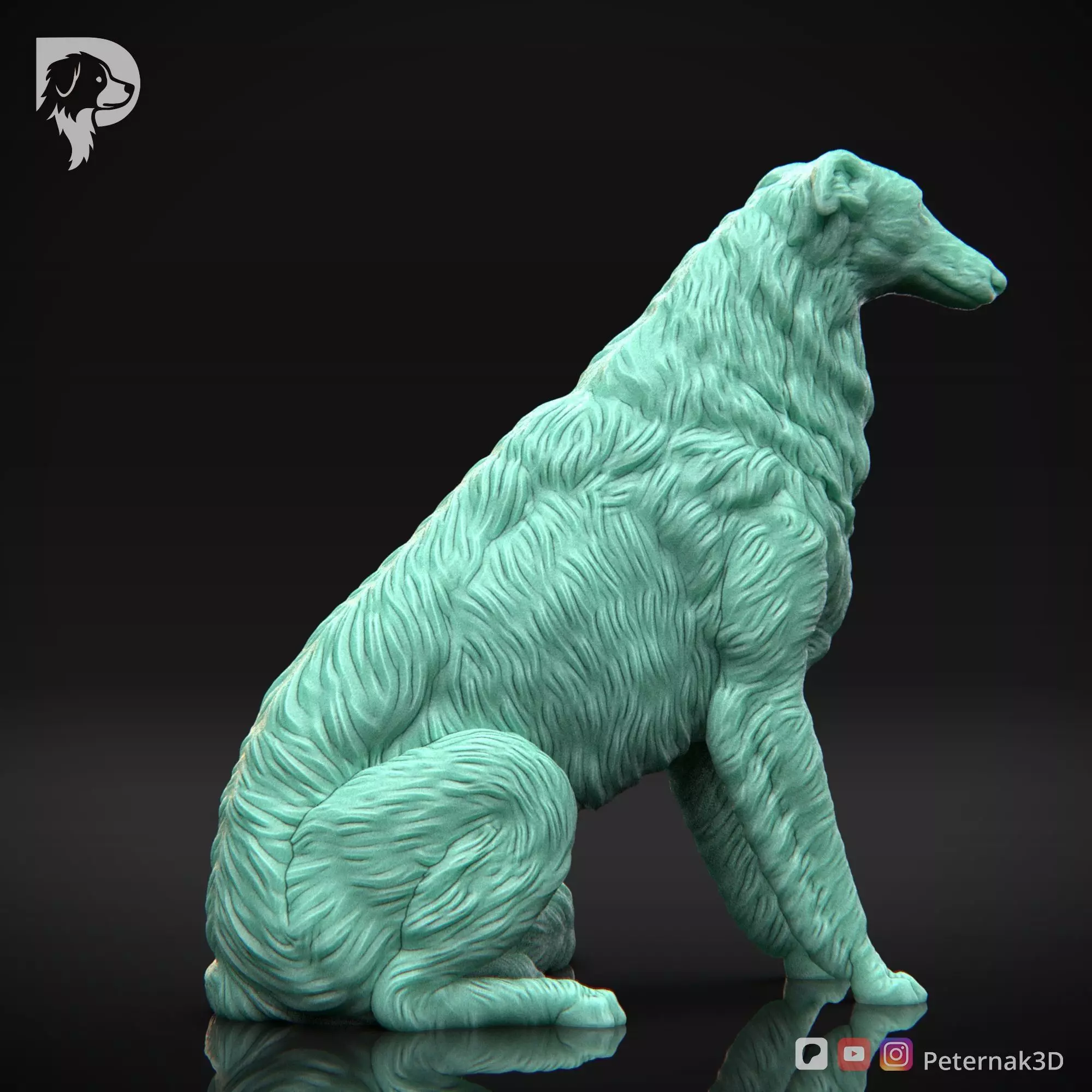 Dog 3D Print Model Borzoi Dog Pose 04 Ready STL 3D print model_5