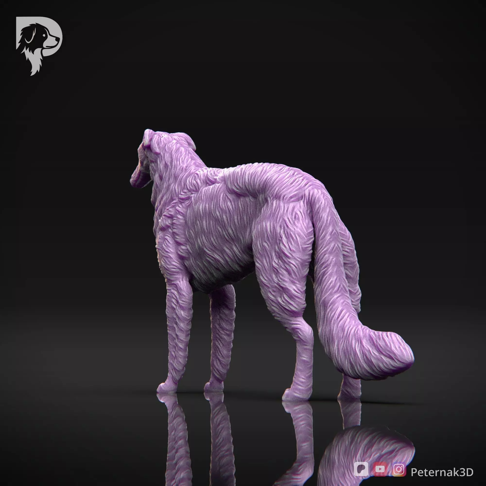 Dog 3D Print Model Borzoi Dog Pose 01 Ready STL 3D print model_8
