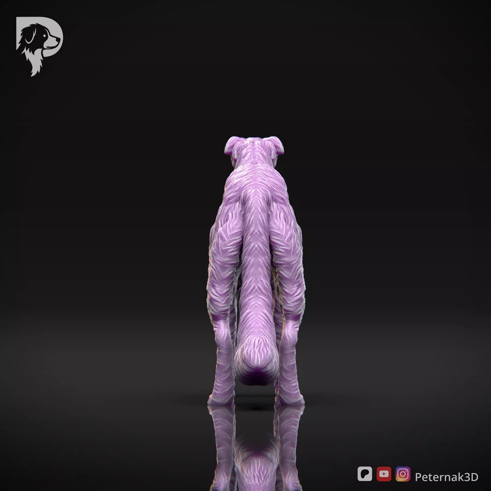 Dog 3D Print Model Borzoi Dog Pose 01 Ready STL 3D print model_7