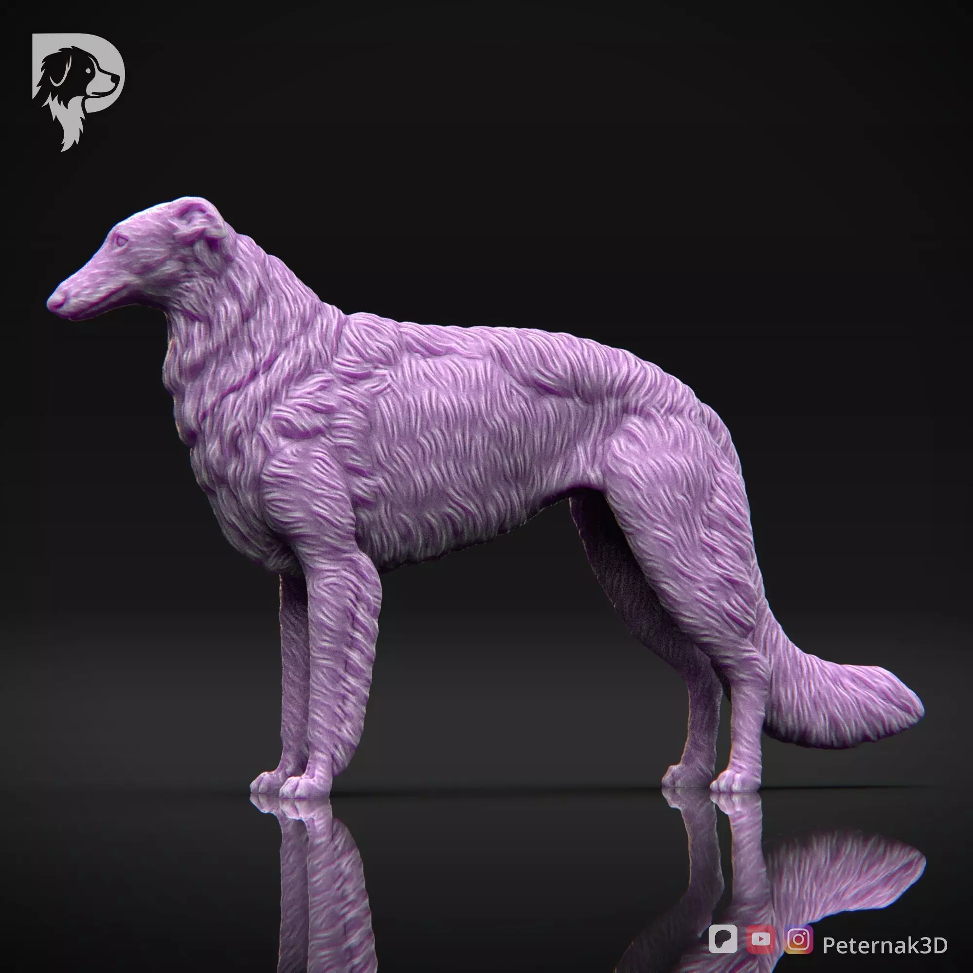 Dog 3D Print Model Borzoi Dog Pose 01 Ready STL 3D print model_10