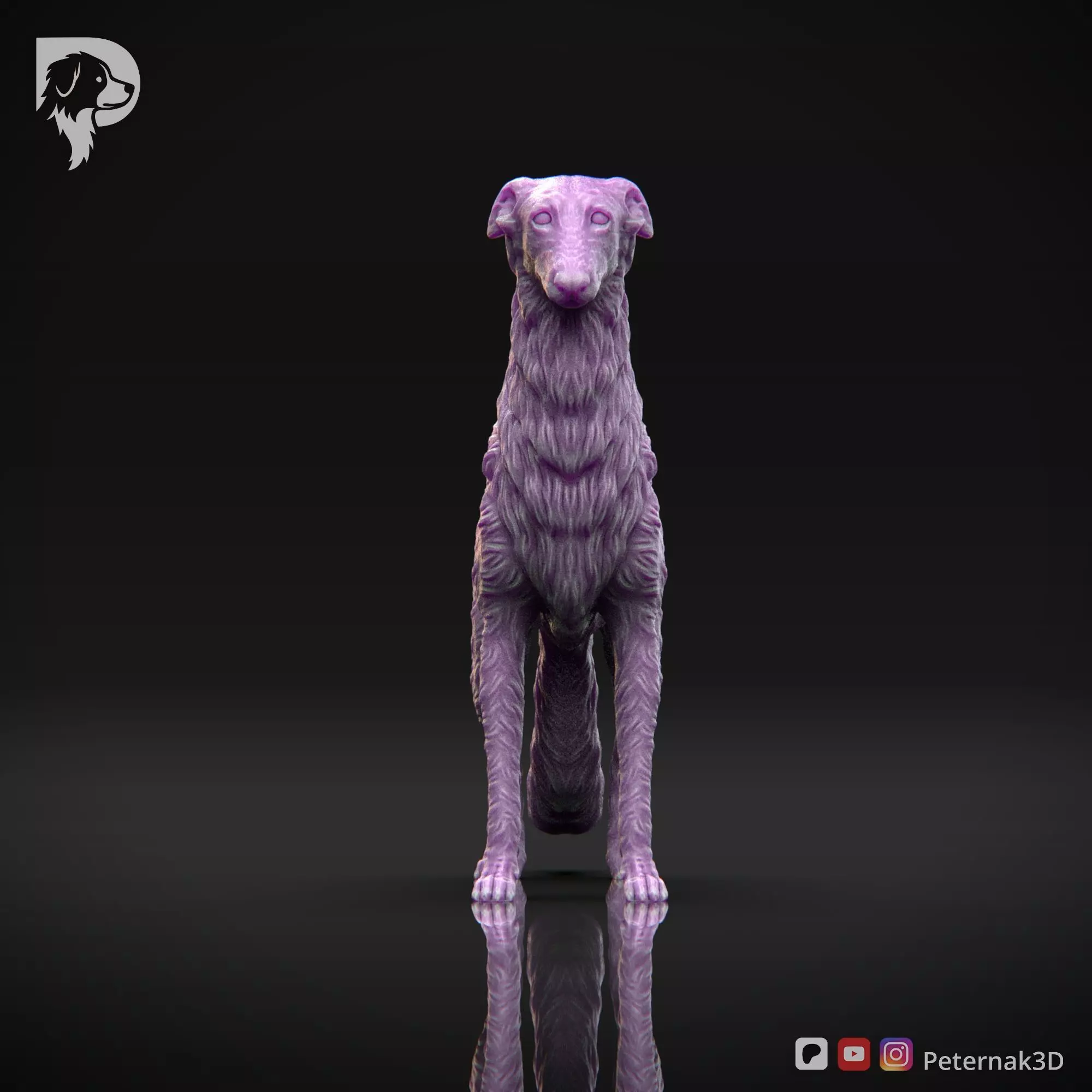 Dog 3D Print Model Borzoi Dog Pose 01 Ready STL 3D print model_2