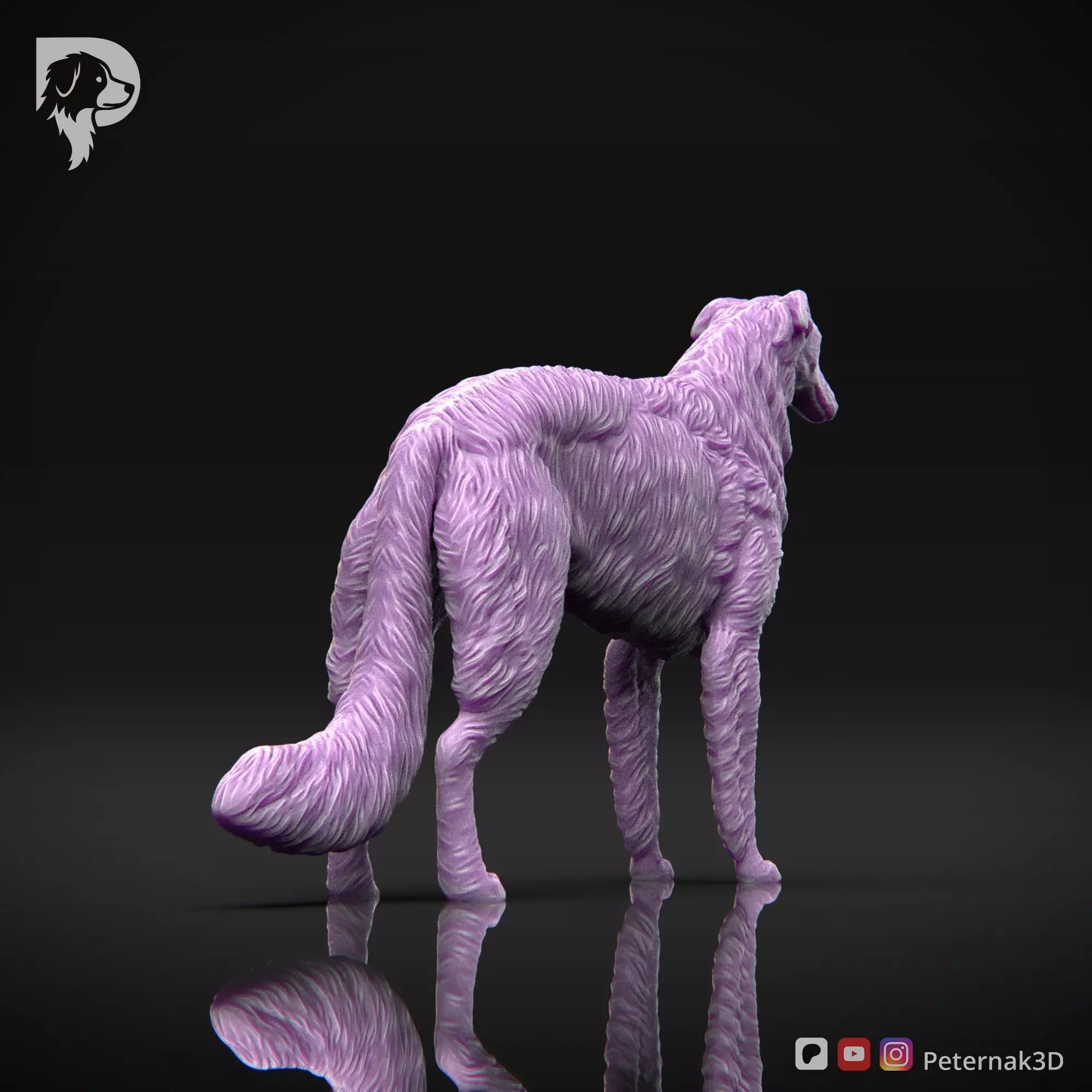 Dog 3D Print Model Borzoi Dog Pose 01 Ready STL 3D print model_6