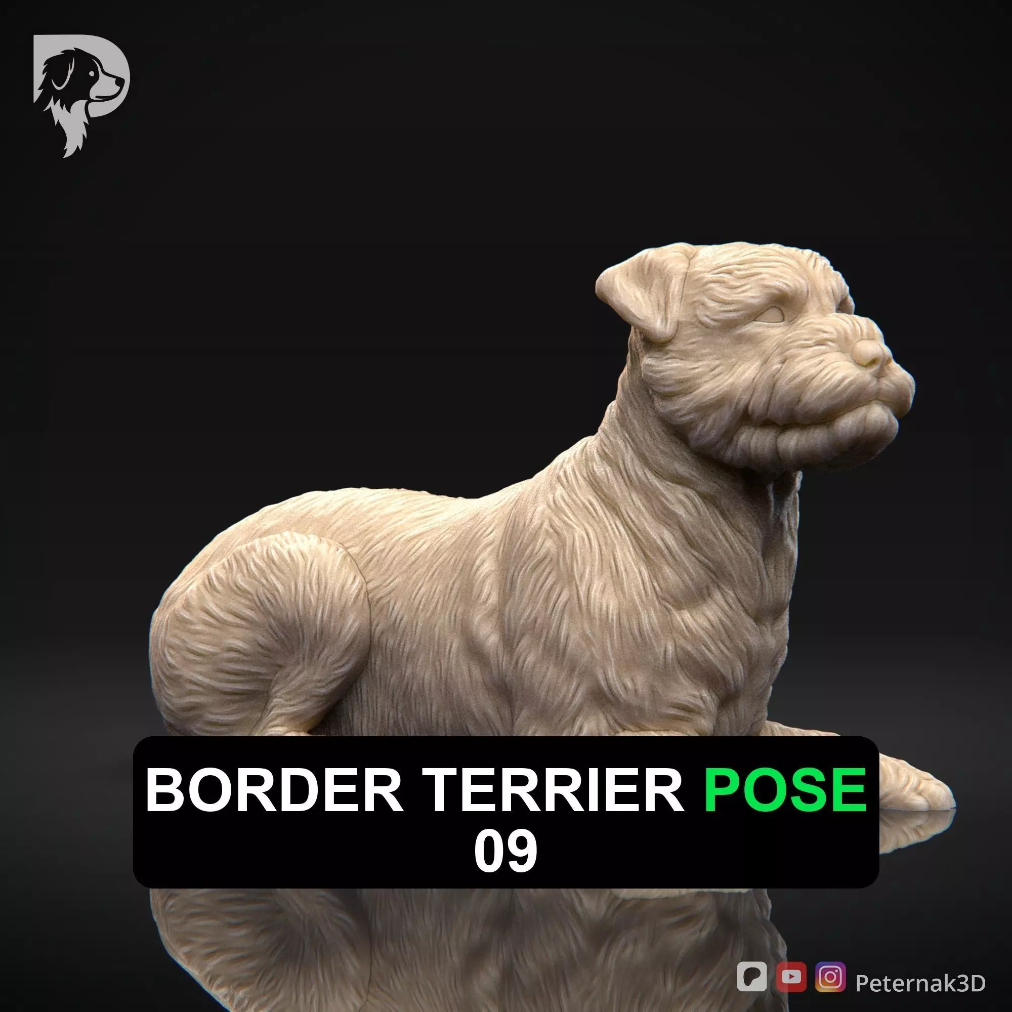 Dog 3D Print Model Border Terrier Dog Pose 09 Ready STL 3D print model