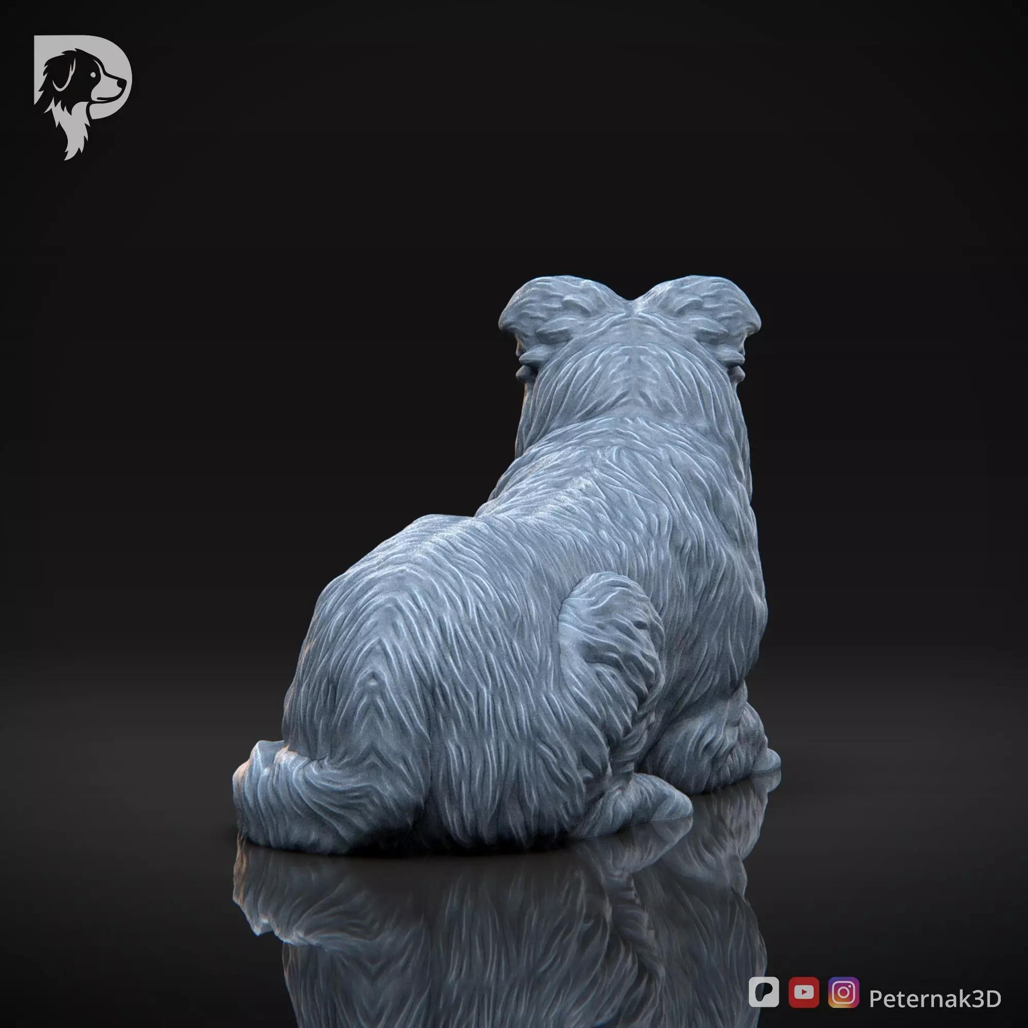 Dog 3D Print Model Border Collie Dog Pose 08 Ready STL 3D print model_7