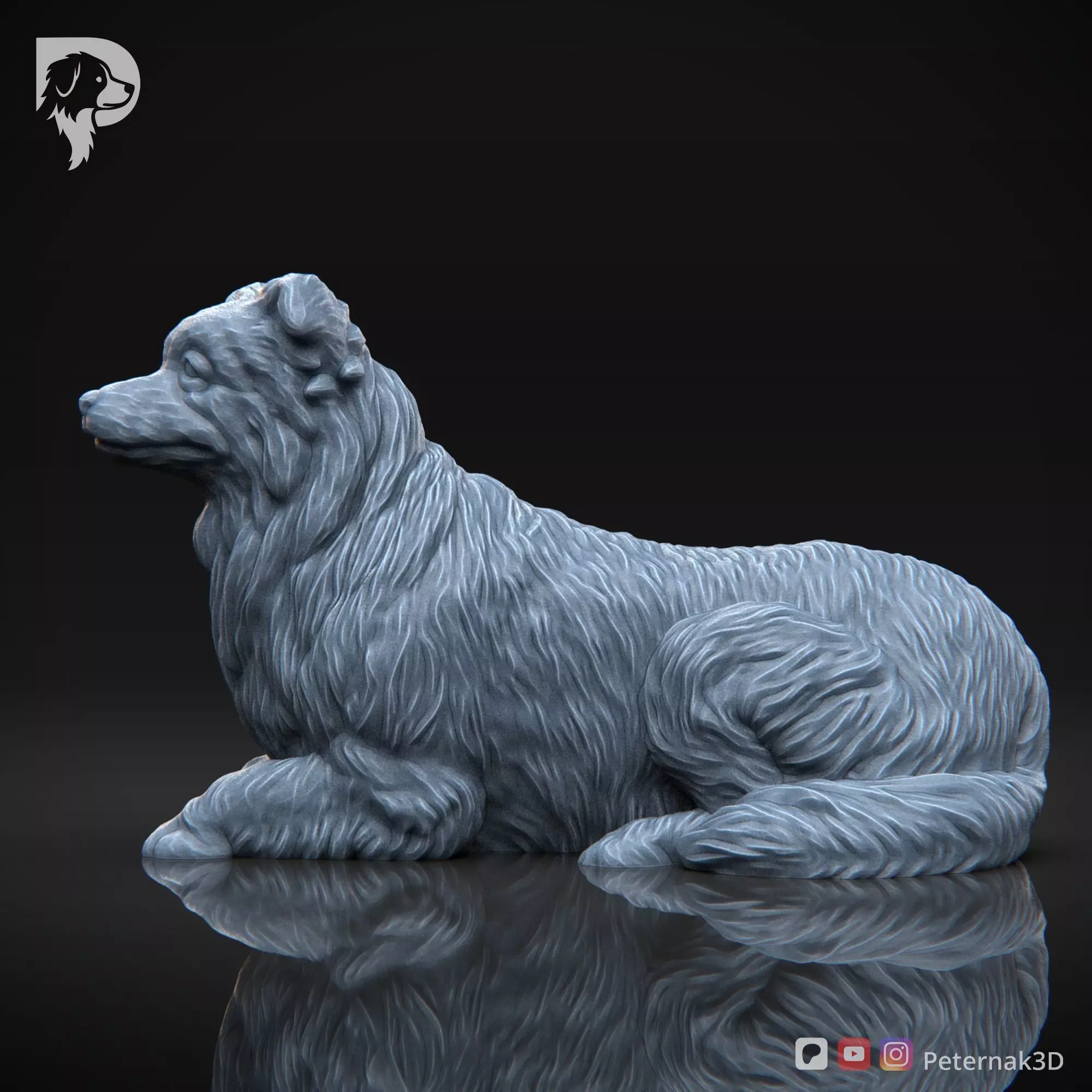 Dog 3D Print Model Border Collie Dog Pose 08 Ready STL 3D print model_10