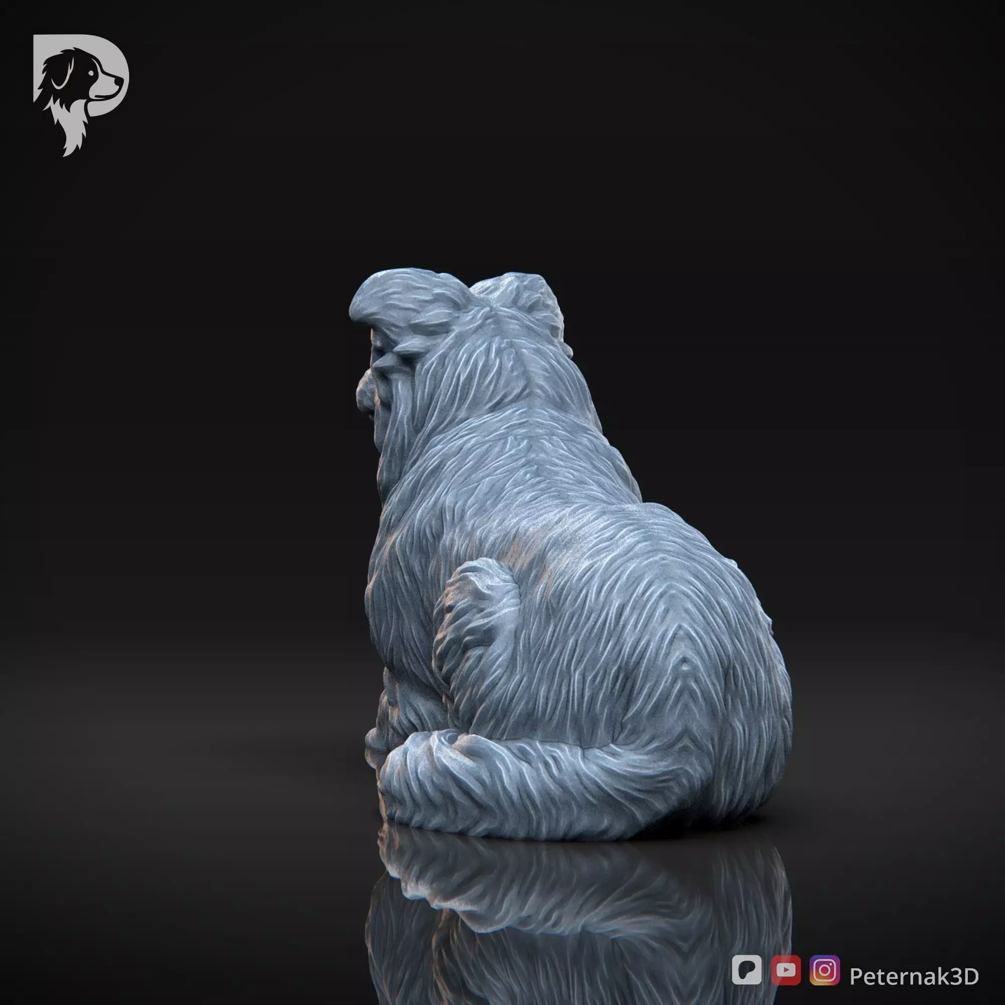 Dog 3D Print Model Border Collie Dog Pose 08 Ready STL 3D print model_8