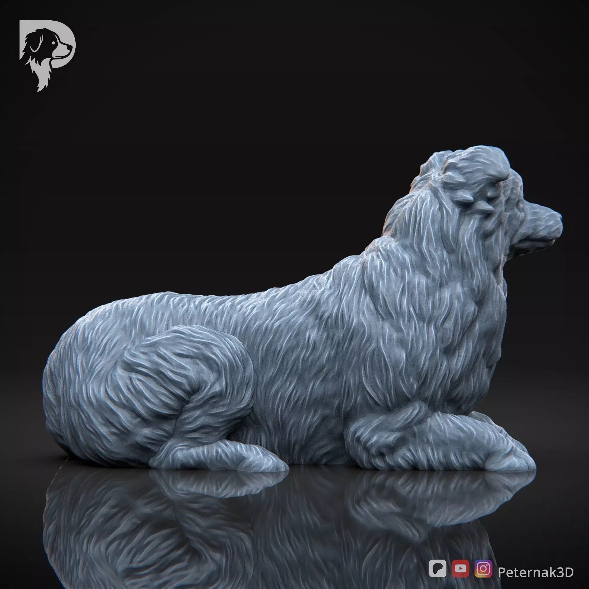Dog 3D Print Model Border Collie Dog Pose 08 Ready STL 3D print model_5