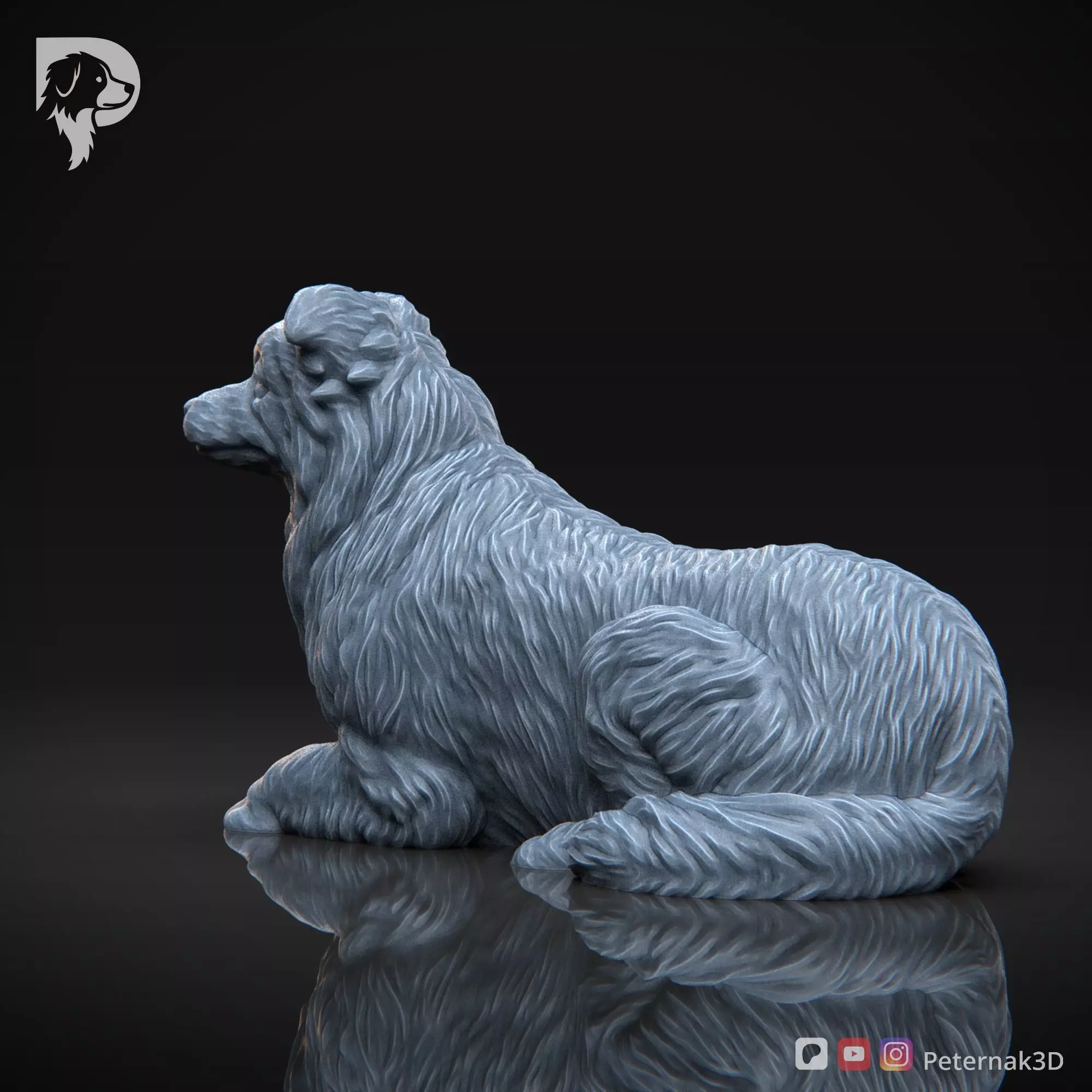 Dog 3D Print Model Border Collie Dog Pose 08 Ready STL 3D print model_9