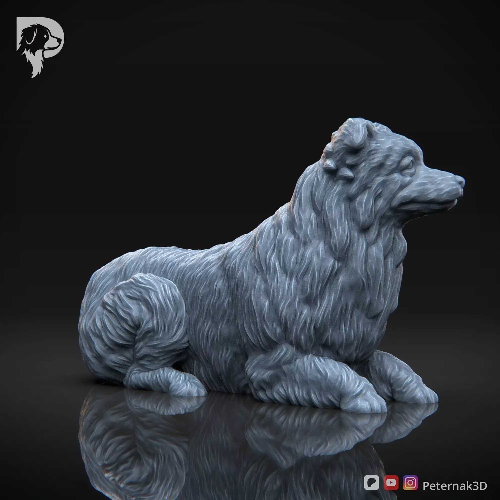 Dog 3D Print Model Border Collie Dog Pose 08 Ready STL 3D print model_4