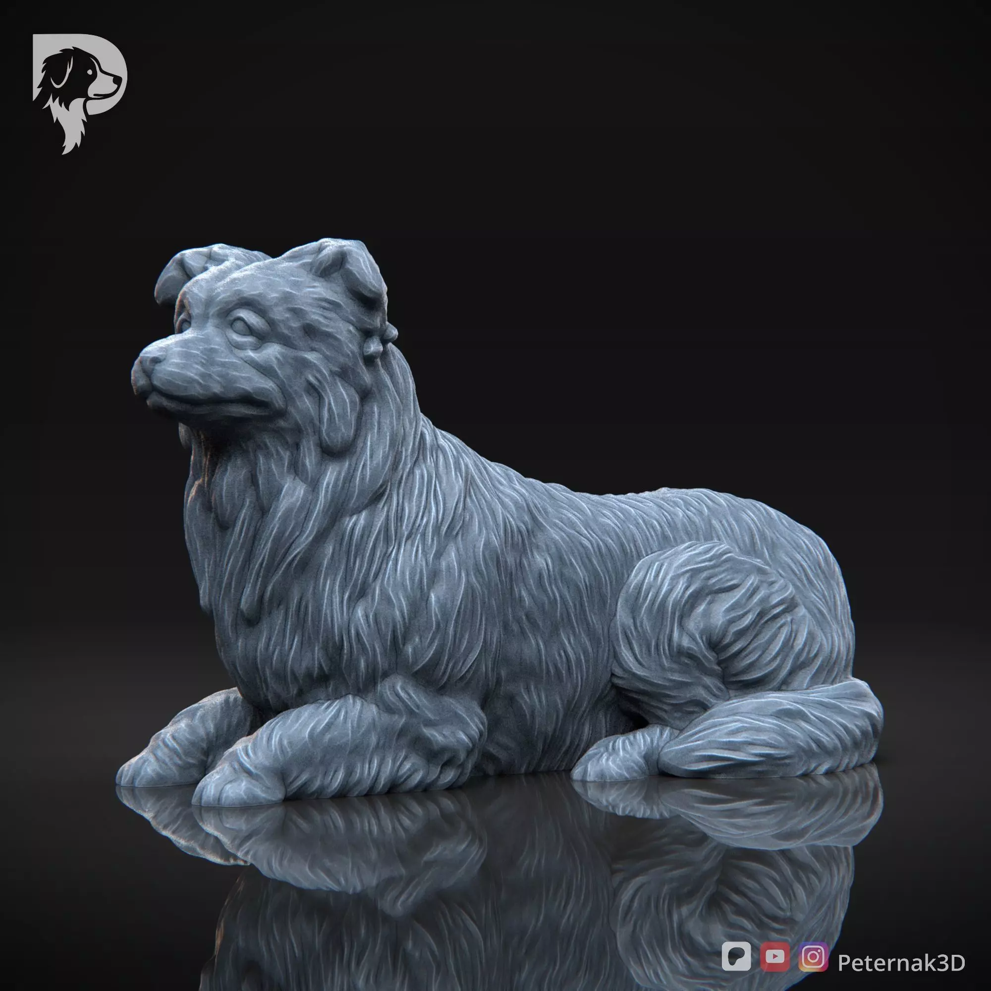 Dog 3D Print Model Border Collie Dog Pose 08 Ready STL 3D print model_11