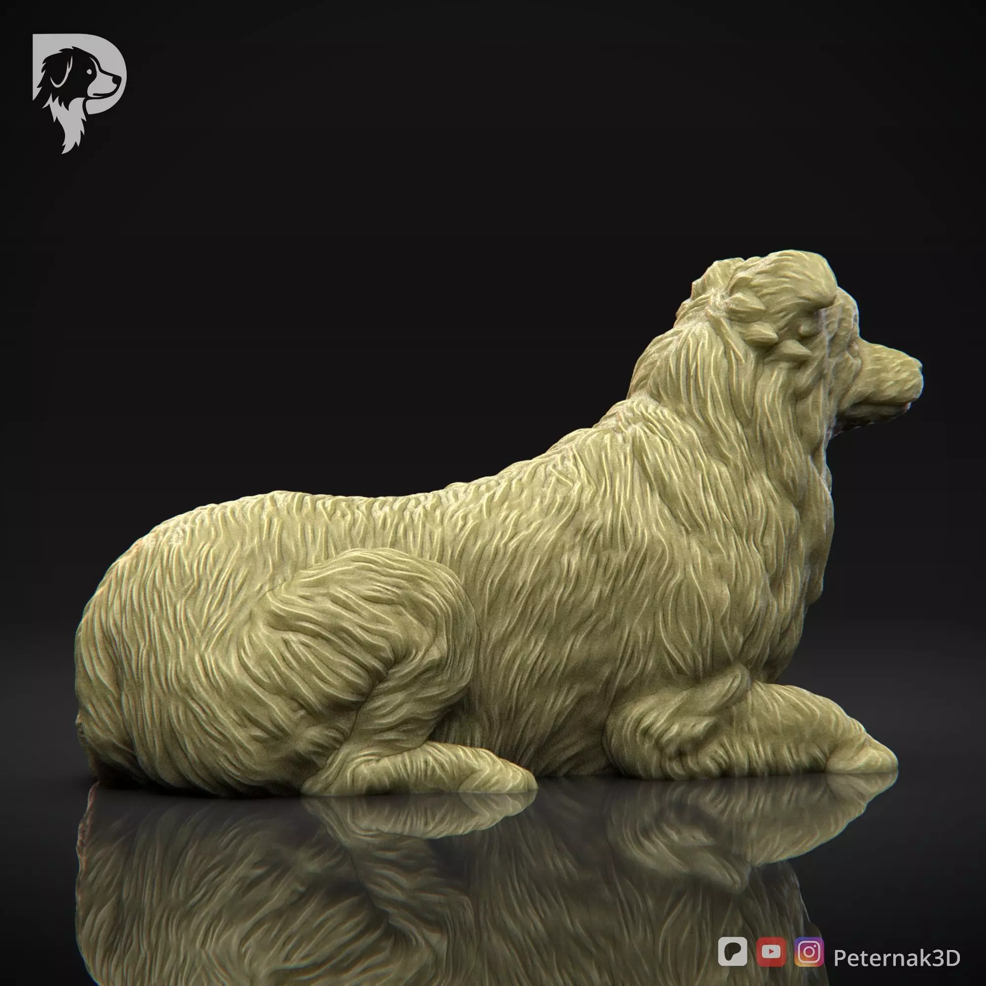 Dog 3D Print Model Border Collie Dog Pose 07 Ready STL 3D print model_5