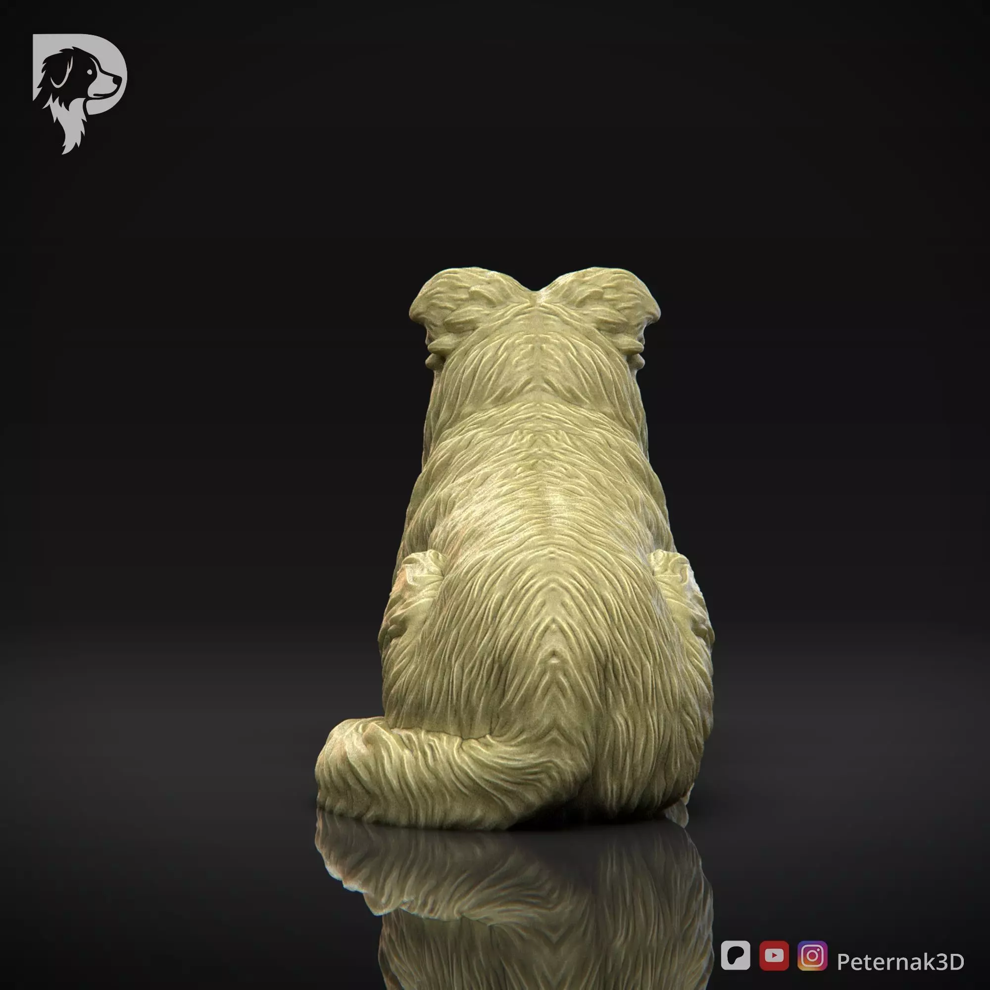 Dog 3D Print Model Border Collie Dog Pose 07 Ready STL 3D print model_7