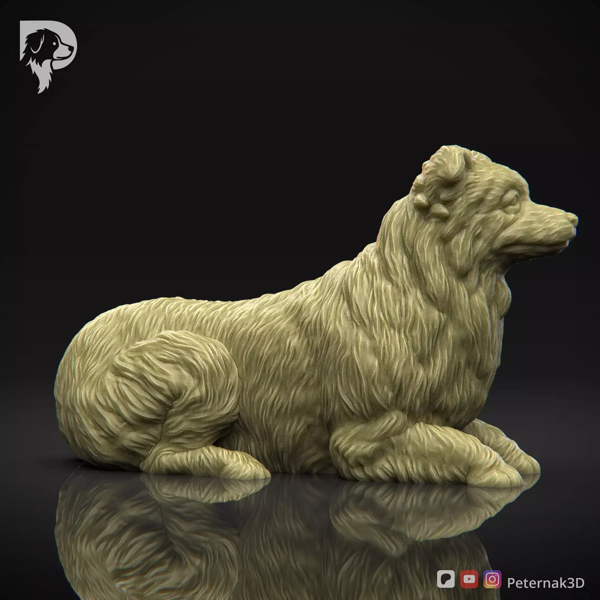 Dog 3D Print Model Border Collie Dog Pose 07 Ready STL 3D print model_4