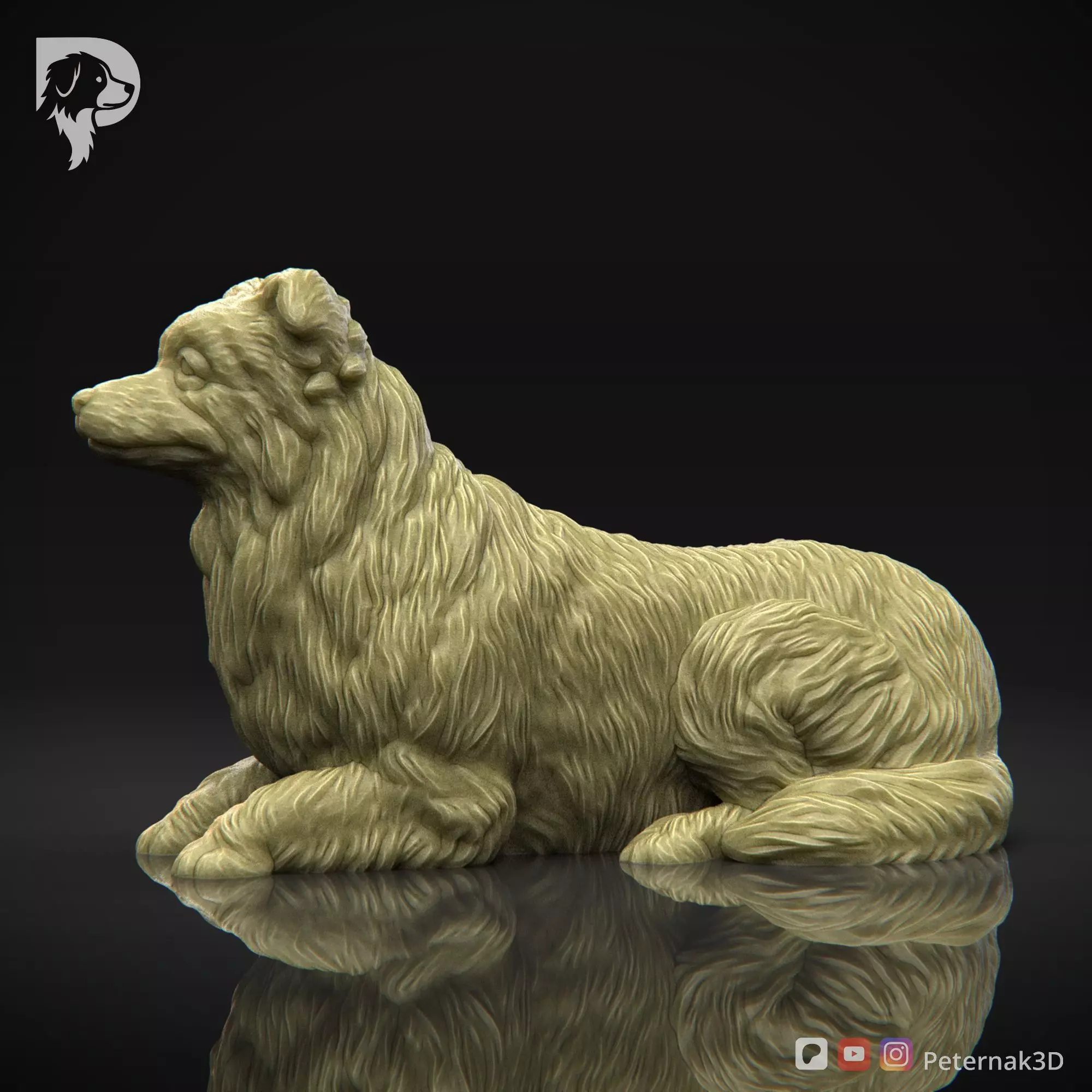 Dog 3D Print Model Border Collie Dog Pose 07 Ready STL 3D print model_10