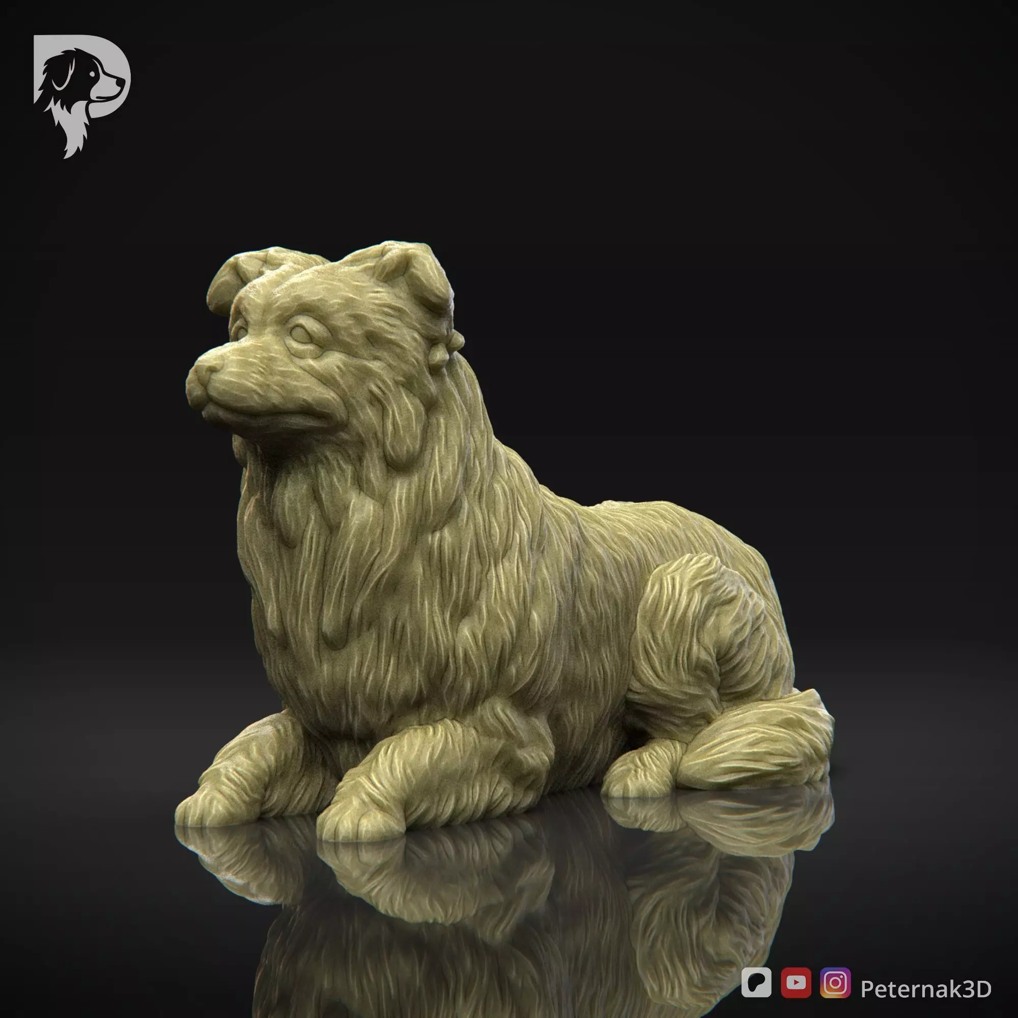 Dog 3D Print Model Border Collie Dog Pose 07 Ready STL 3D print model_11