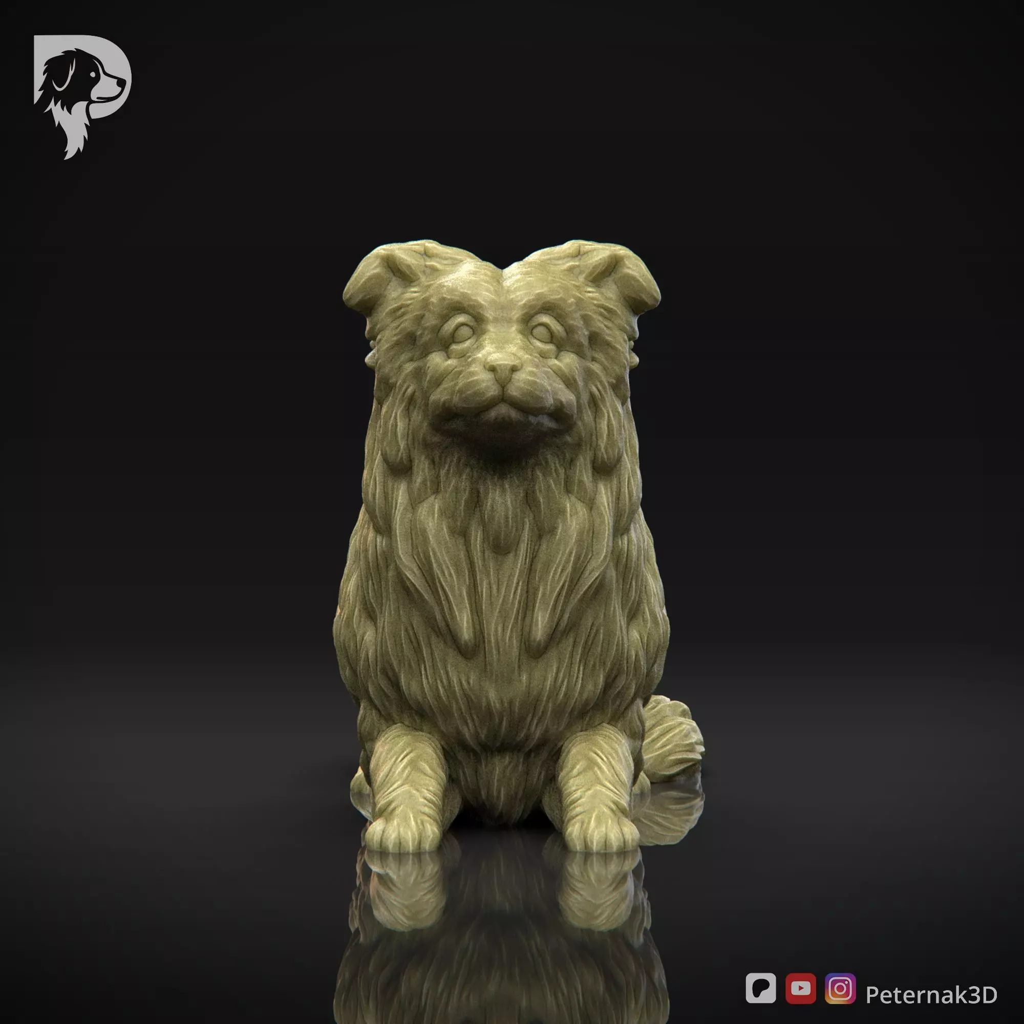 Dog 3D Print Model Border Collie Dog Pose 07 Ready STL 3D print model_2