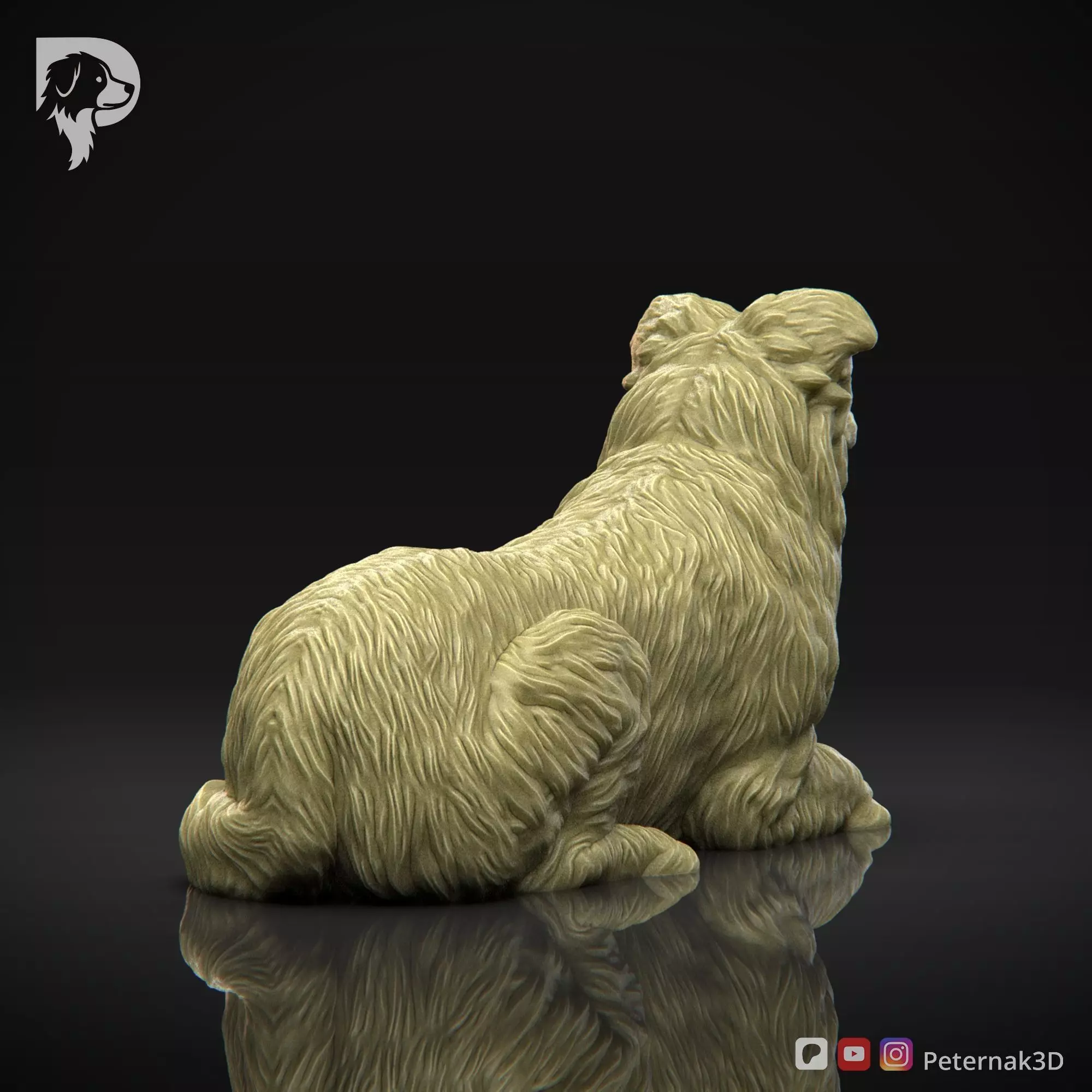 Dog 3D Print Model Border Collie Dog Pose 07 Ready STL 3D print model_6