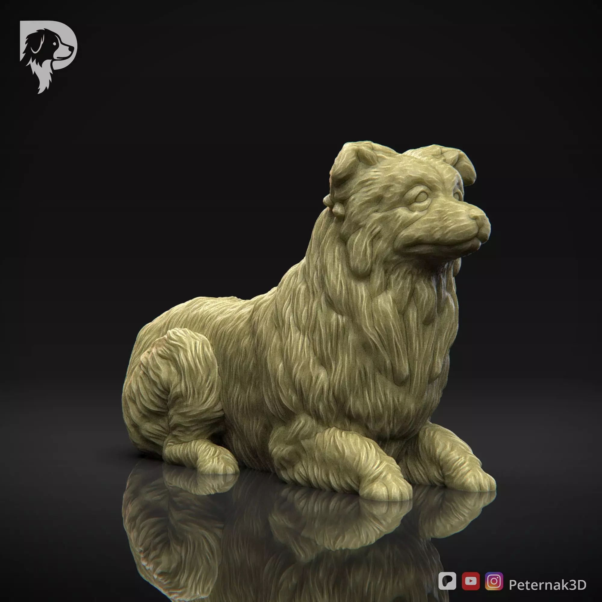 Dog 3D Print Model Border Collie Dog Pose 07 Ready STL 3D print model_3