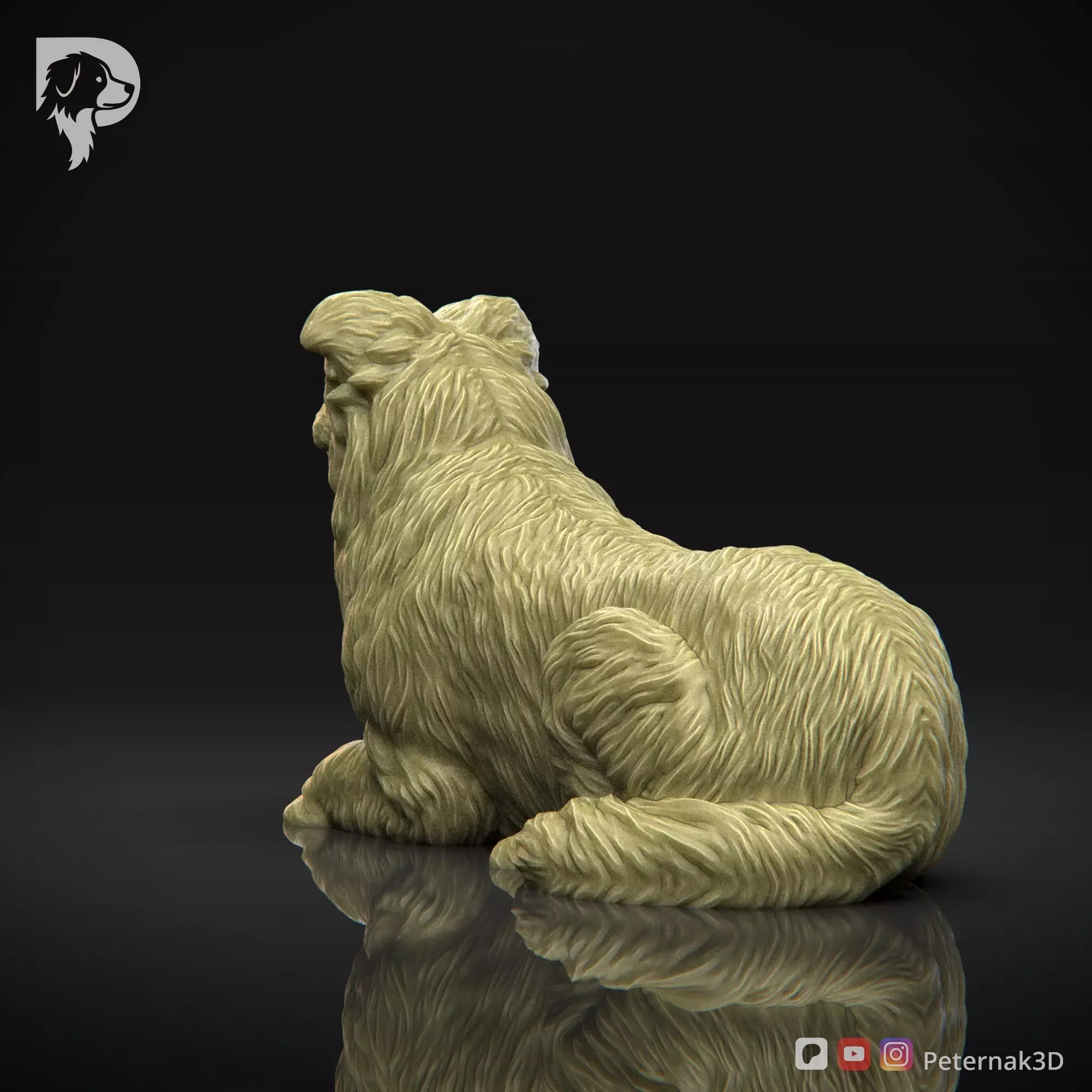 Dog 3D Print Model Border Collie Dog Pose 07 Ready STL 3D print model_8