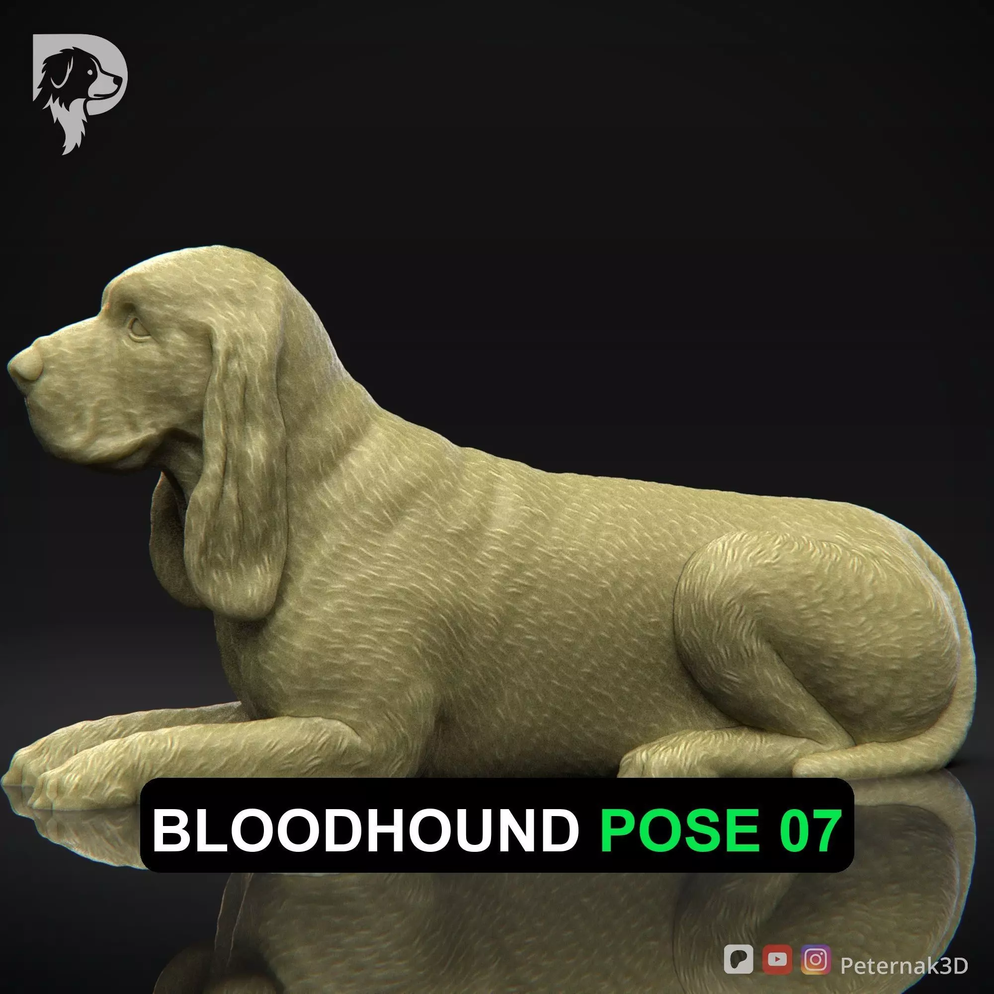 Dog 3D Print Model Bloodhound Dog Pose 07 Ready STL 3D print model